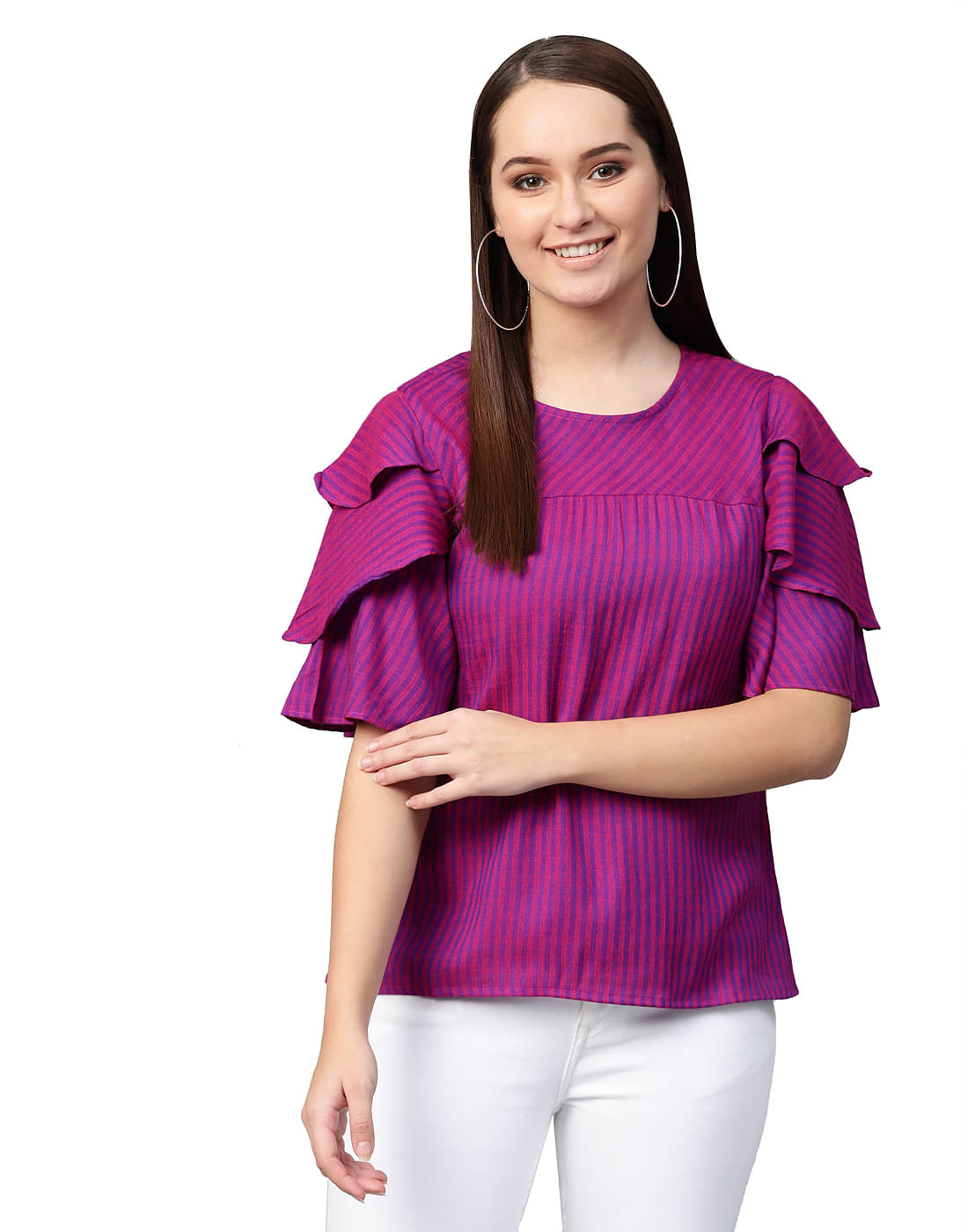 Yash Gallery Purple Rayon Women's Regular Top ( Pack of 1 )     			Yash Gallery Purple Rayon Women's Regular Top ( Pack of 1 )