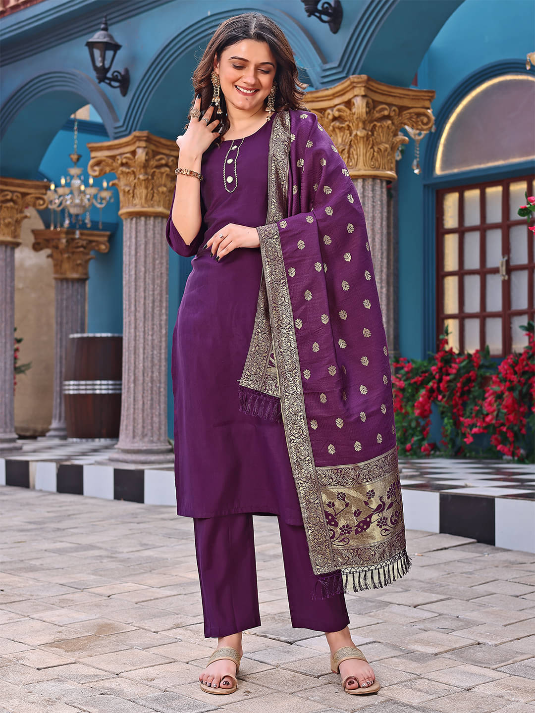 kedar fab Cotton Silk Solid Kurti With Pants Women's Stitched Salwar Suit - Purple ( Pack of 1 ) kedar fab Cotton Silk Solid Kurti With Pants Women's Stitched Salwar Suit - Purple ( Pack of 1 )