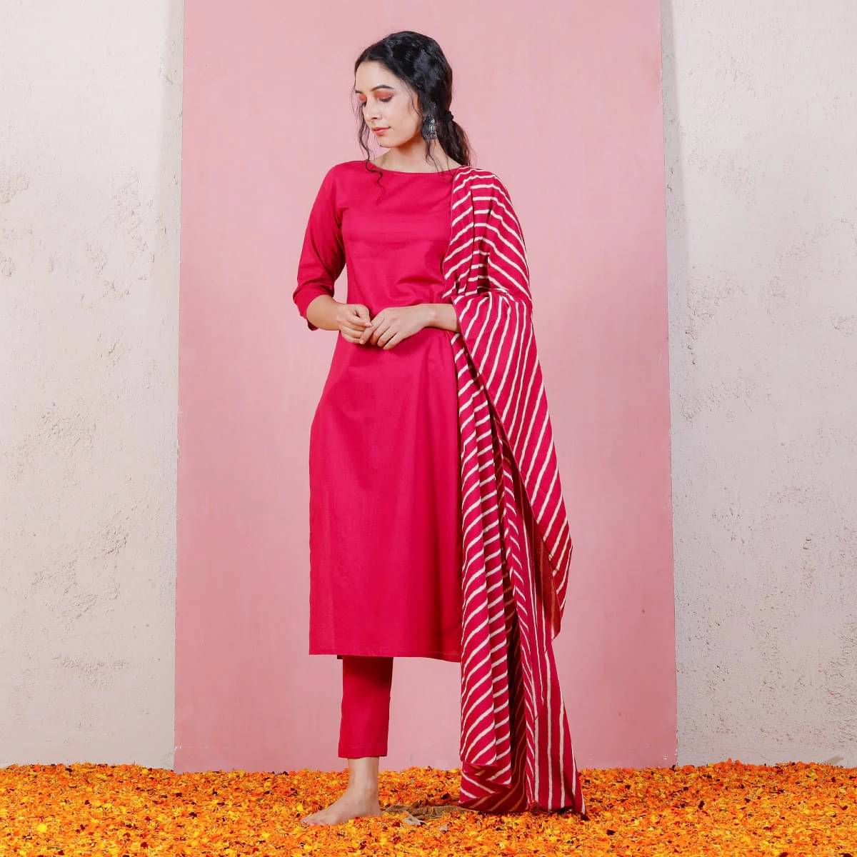     			kedar fab Cotton Silk Solid Kurti With Pants Women's Stitched Salwar Suit - Pink ( Pack of 1 )