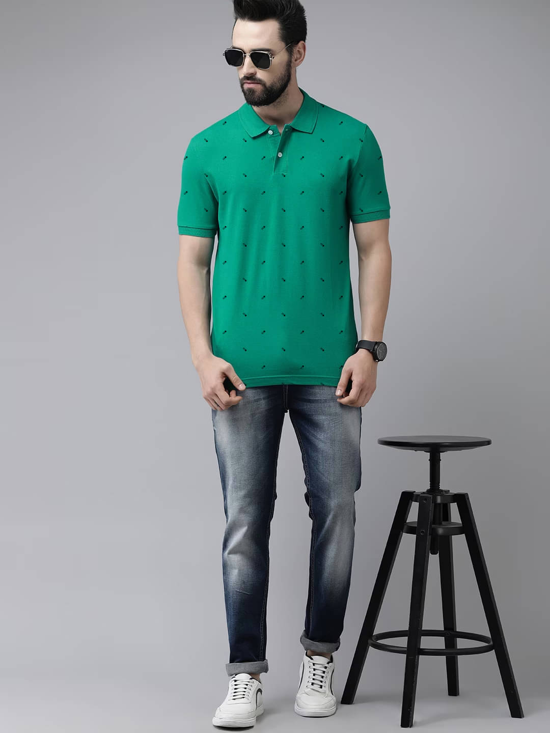 AIN6 Pack of 1 Cotton Blend Regular Fit Printed Half Sleeves Men's Polo T Shirt ( Lime Green ) AIN6 Pack of 1 Cotton Blend Regular Fit Printed Half Sleeves Men's Polo T Shirt ( Lime Green )