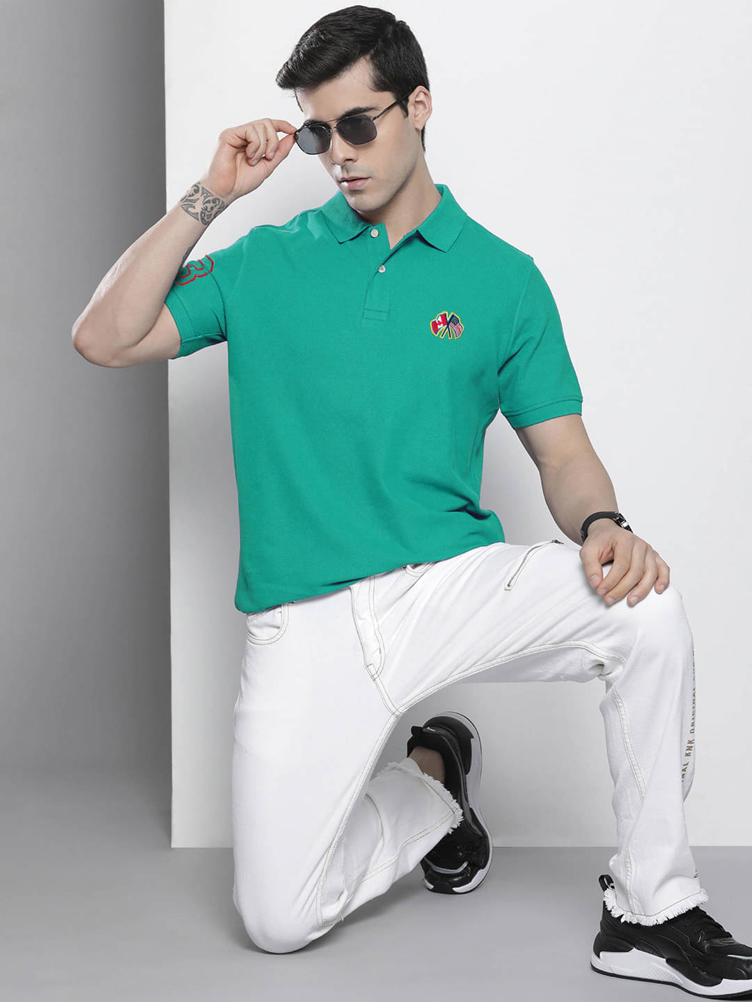     			AIN6 Pack of 1 Cotton Blend Regular Fit Solid Half Sleeves Men's Polo T Shirt ( Green )
