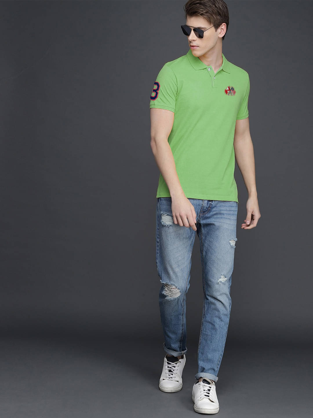     			AIN6 Pack of 1 Cotton Blend Regular Fit Solid Half Sleeves Men's Polo T Shirt ( Sea Green )