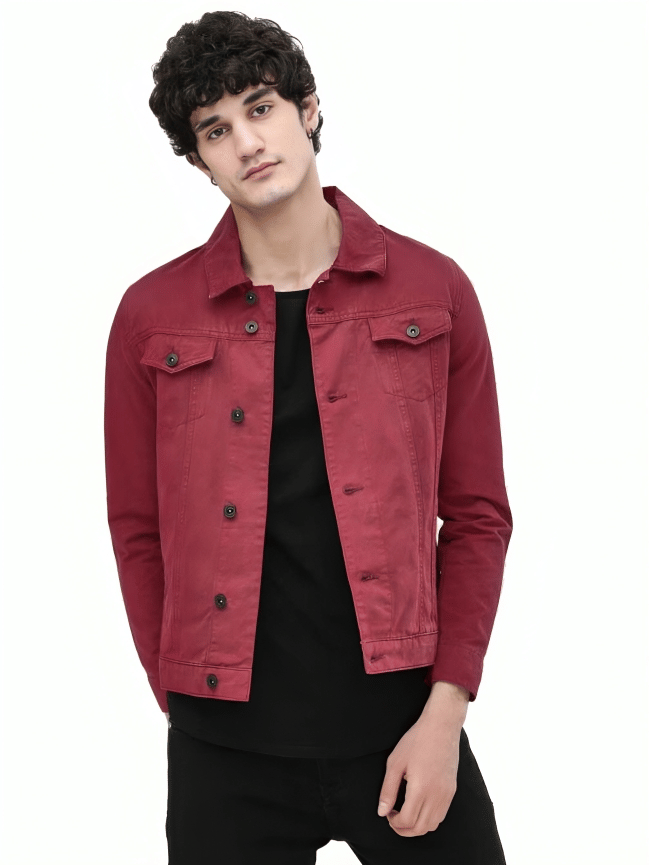 ARBIA FUNKI Denim Men's Denim Jacket - Maroon ( Pack of 1 )     			ARBIA FUNKI Denim Men's Denim Jacket - Maroon ( Pack of 1 )