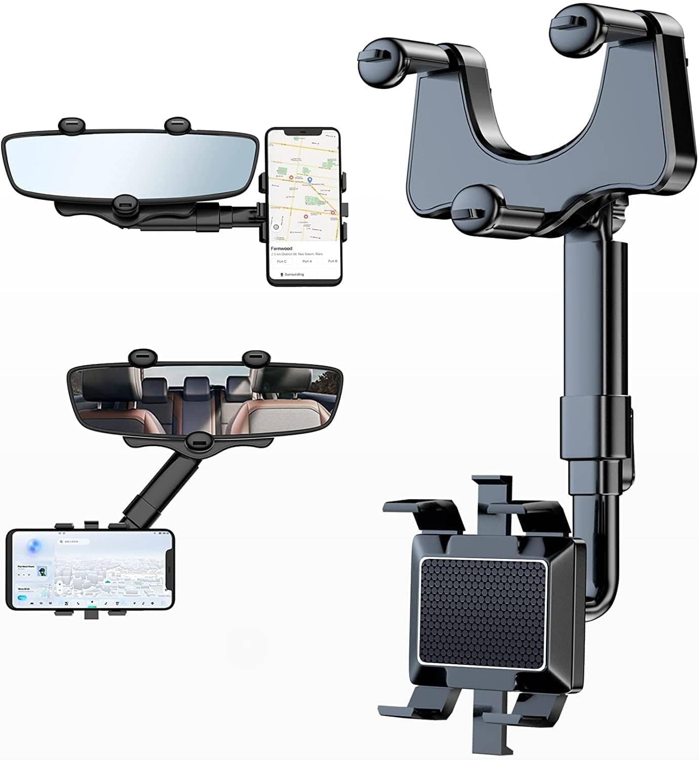AUTOGROOMZ Windshield Only Double Clamp Car Mobile Holder - Black AUTOGROOMZ Windshield Only Double Clamp Car Mobile Holder - Black