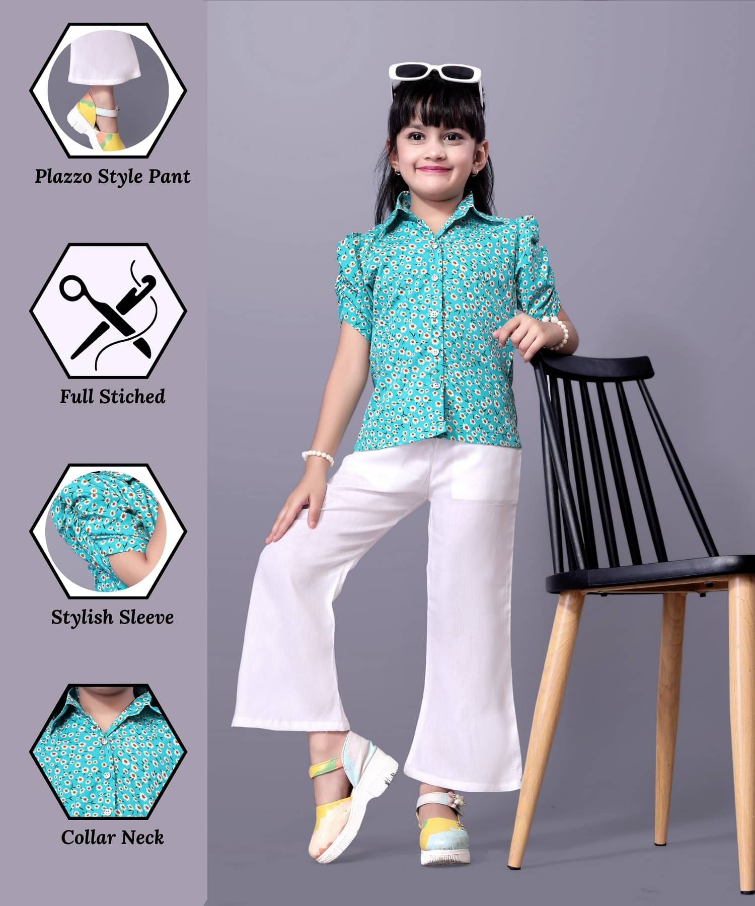    			Aarya Designer Pack of 1 Girls Crepe Shirt With Pants ( Light Green )
