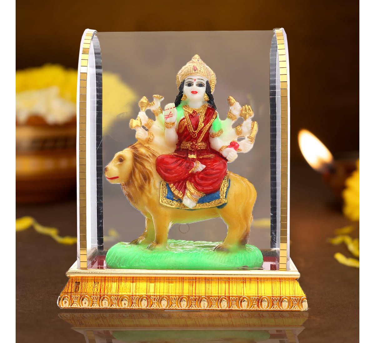     			Awesome Craft Glass Goddess Durga Idol ( 14 cm )