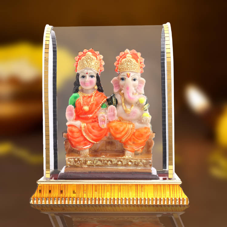     			Awesome Craft Glass Laxmi Ganesh Idol ( 14 cm )