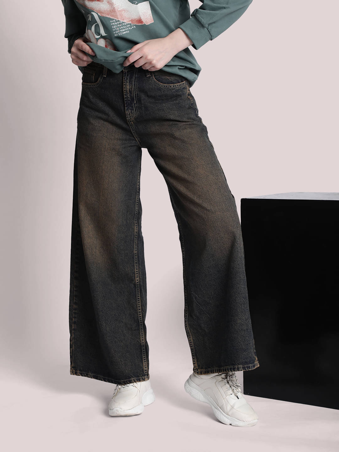     			Bene Kleed - Blue Cotton Wide Leg Women's Jeans ( Pack of 1 )