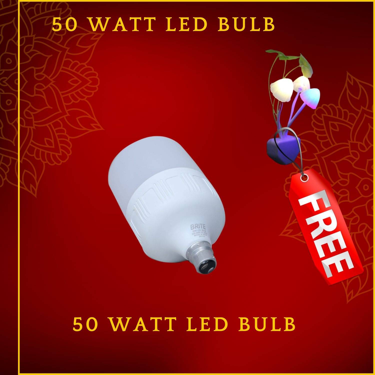     			Brite 50W Cool Day Light LED Bulb ( Pack of 2 )
