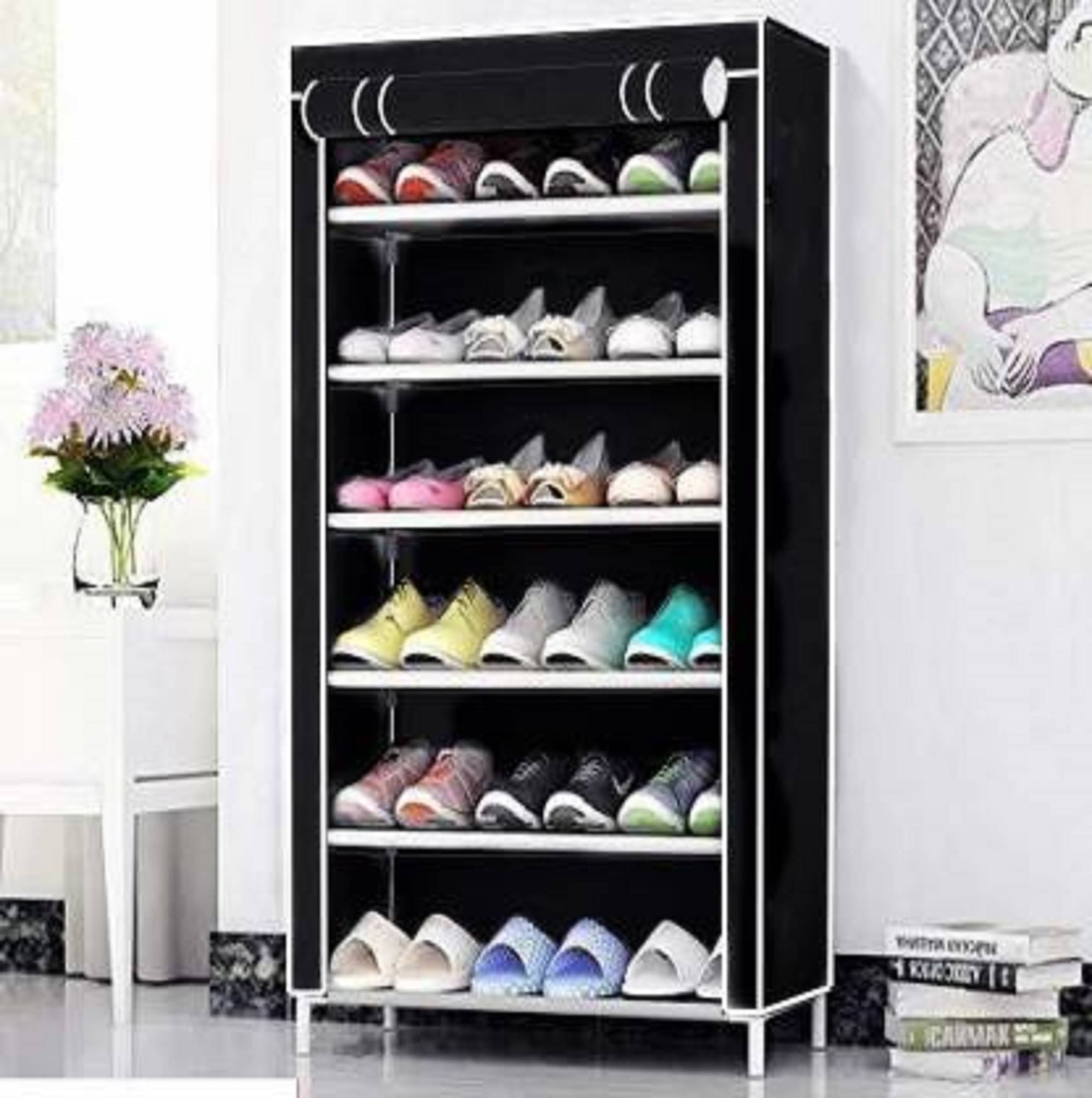 CMerchants Metal More Than 5 Tier Shoe Rack Black CMerchants Metal More Than 5 Tier Shoe Rack Black
