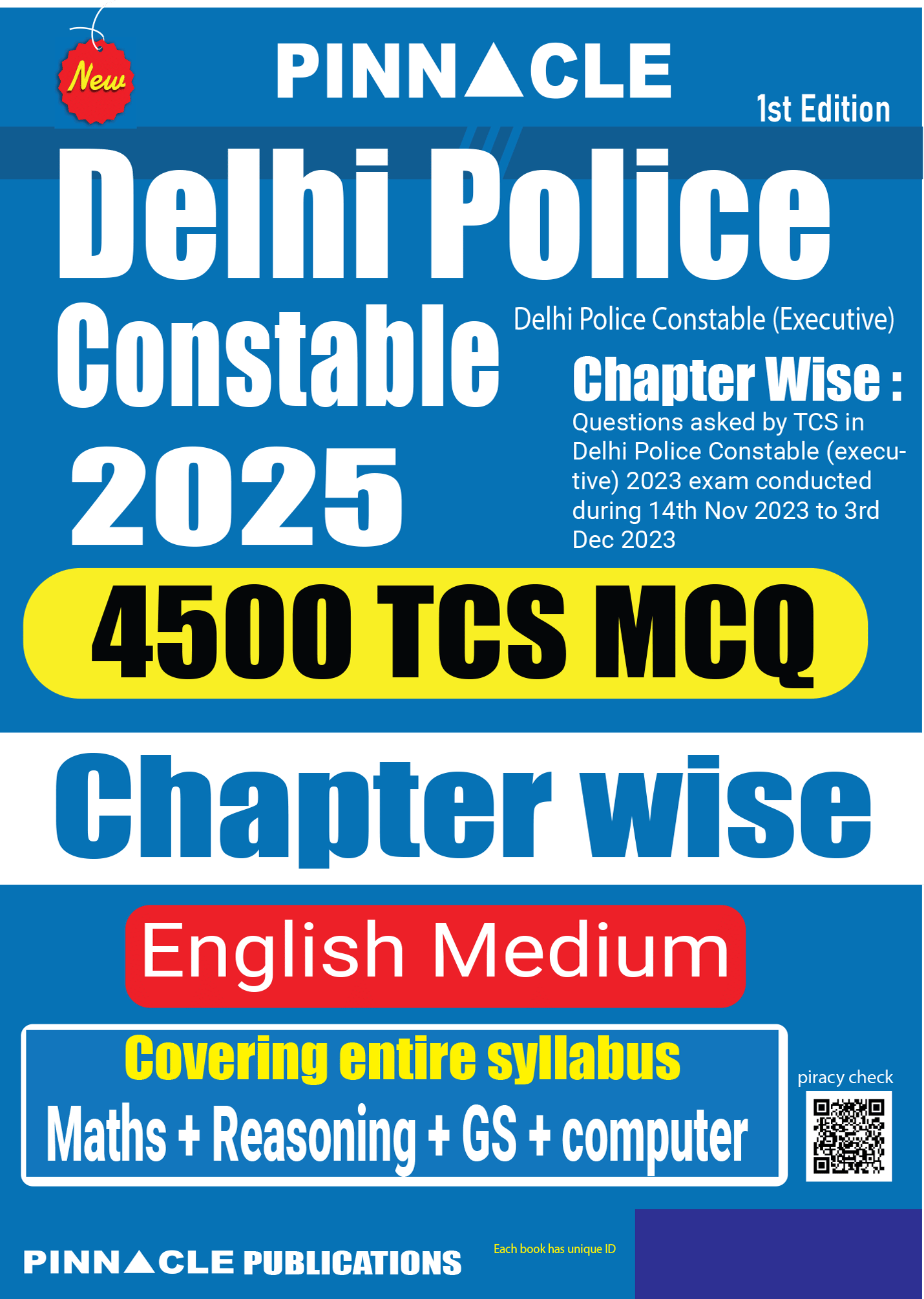 Delhi Police Constable  2025 : 4500 TCS MCQ Chapter wise 1st edition English medium