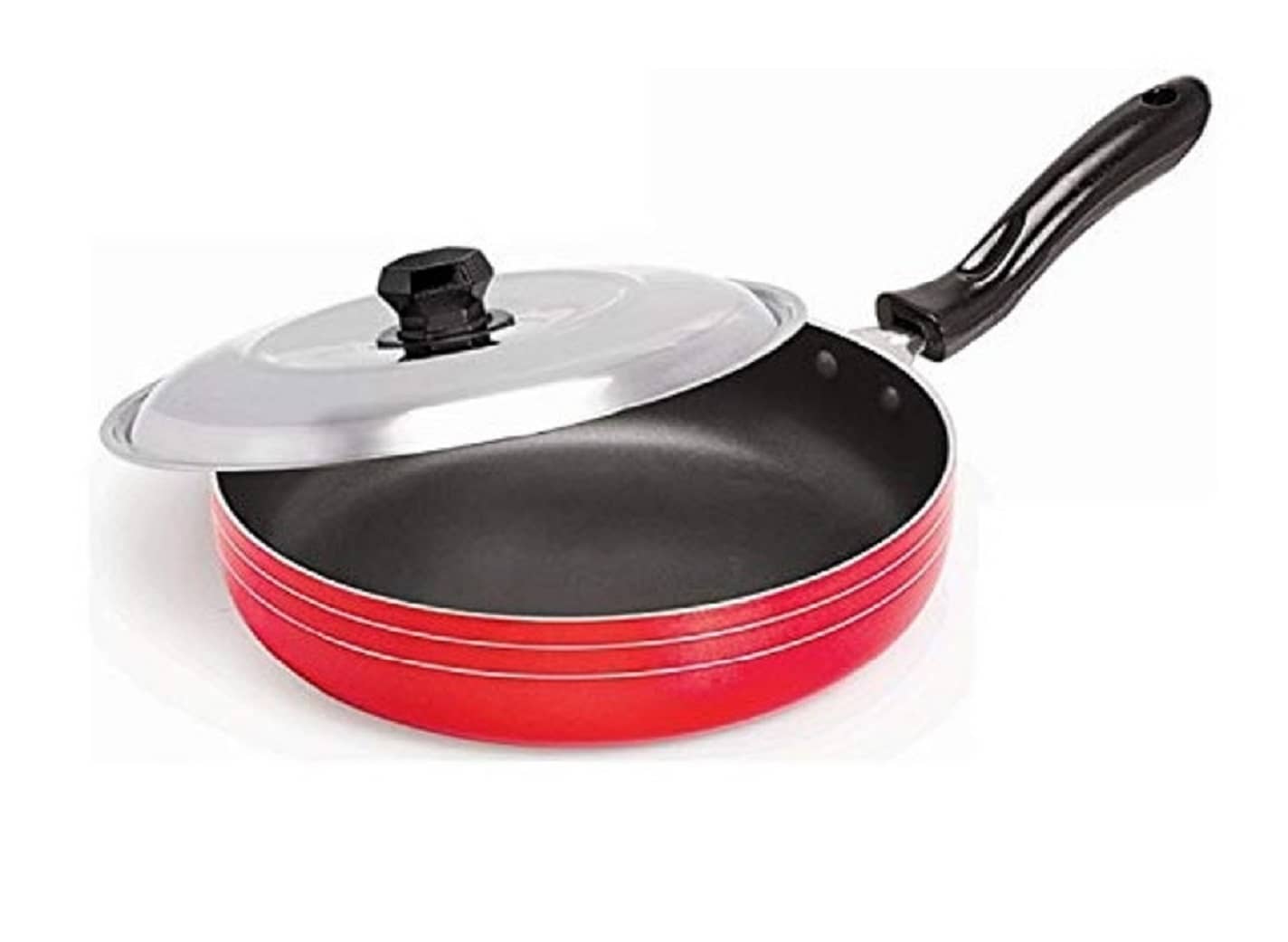 Dynore Fry pan Non-Stick Aluminium Fry Pan Heavy Bottom with Steel Lid mm Thickness 23 cm Diameter 1.3 Ltr - Cookware | Buy online on ZillyBuy