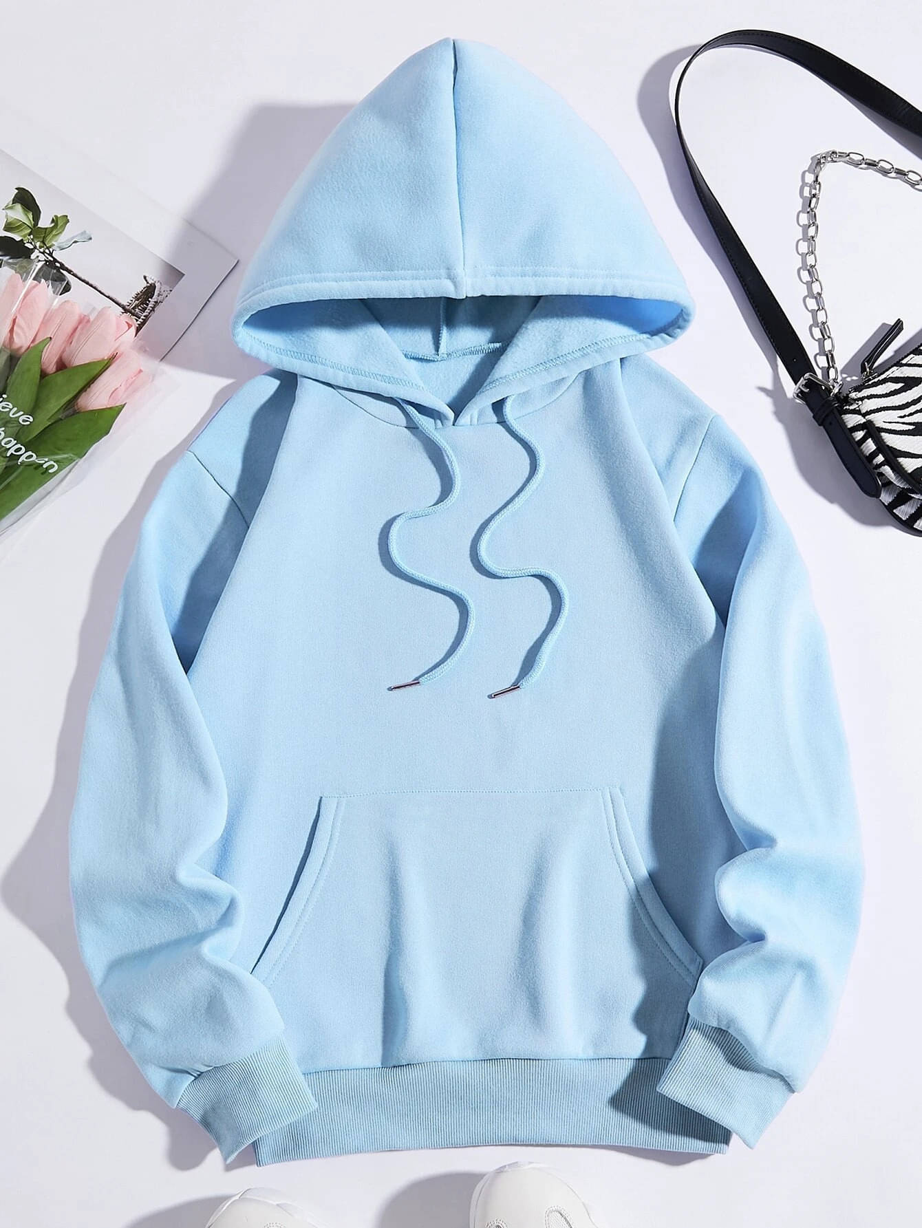     			FABRIPPLE Fleece Hooded Men's Sweatshirt - Light Blue ( Pack of 1 )