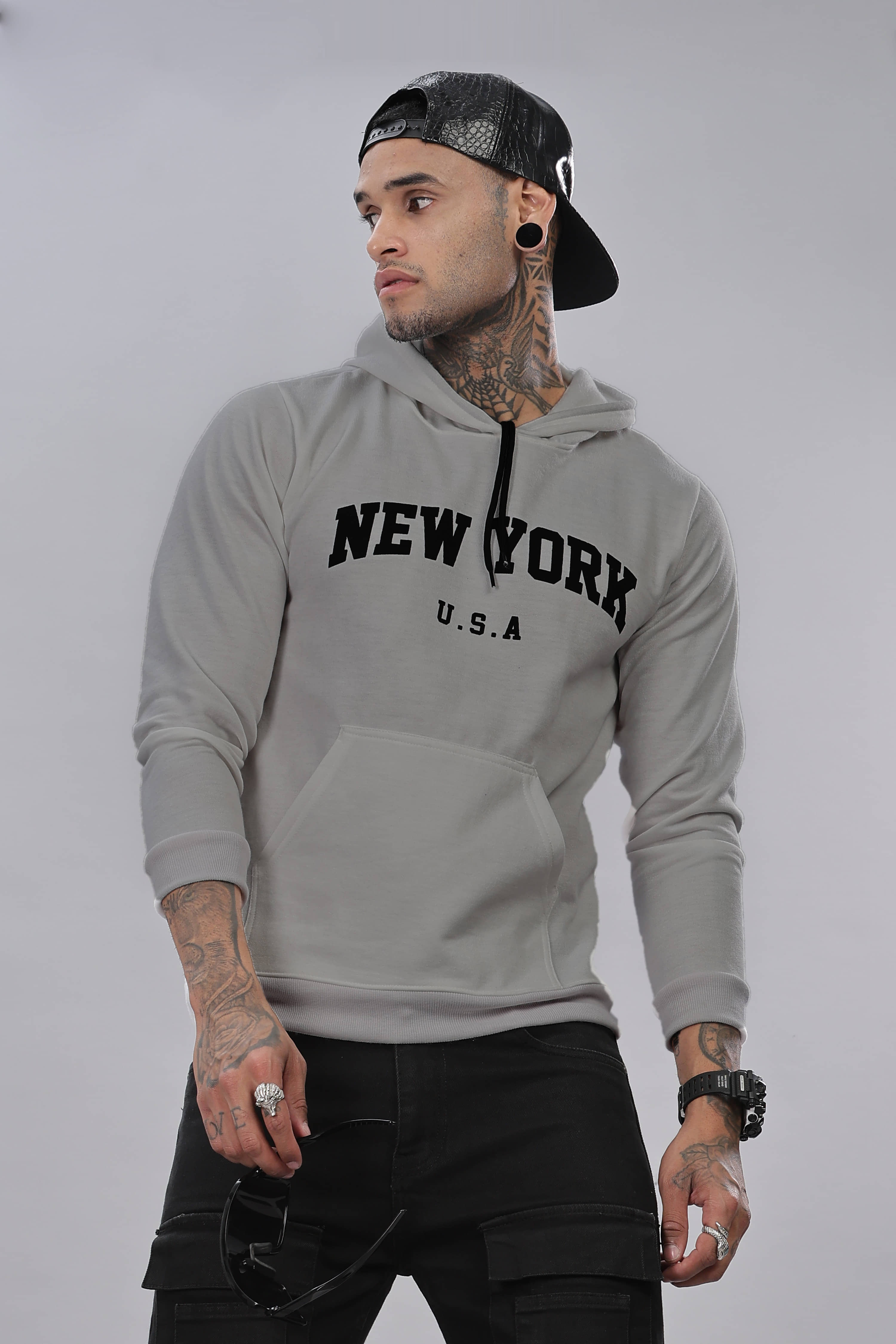 FABRIPPLE Fleece Hooded Men's Sweatshirt - Grey ( Pack of 1 )