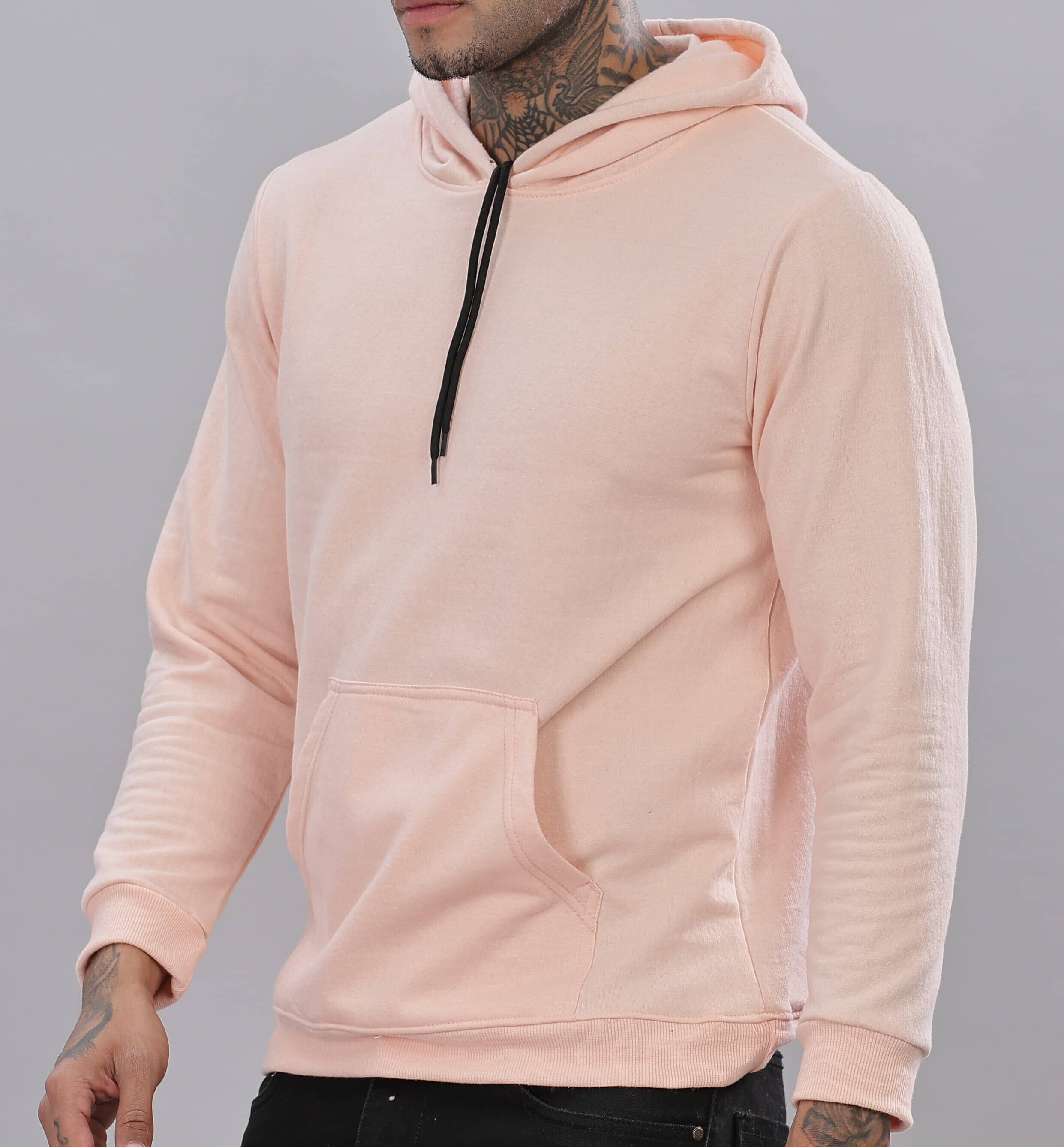 FABRIPPLE Fleece Hooded Men's Sweatshirt - Peach ( Pack of 1 )
