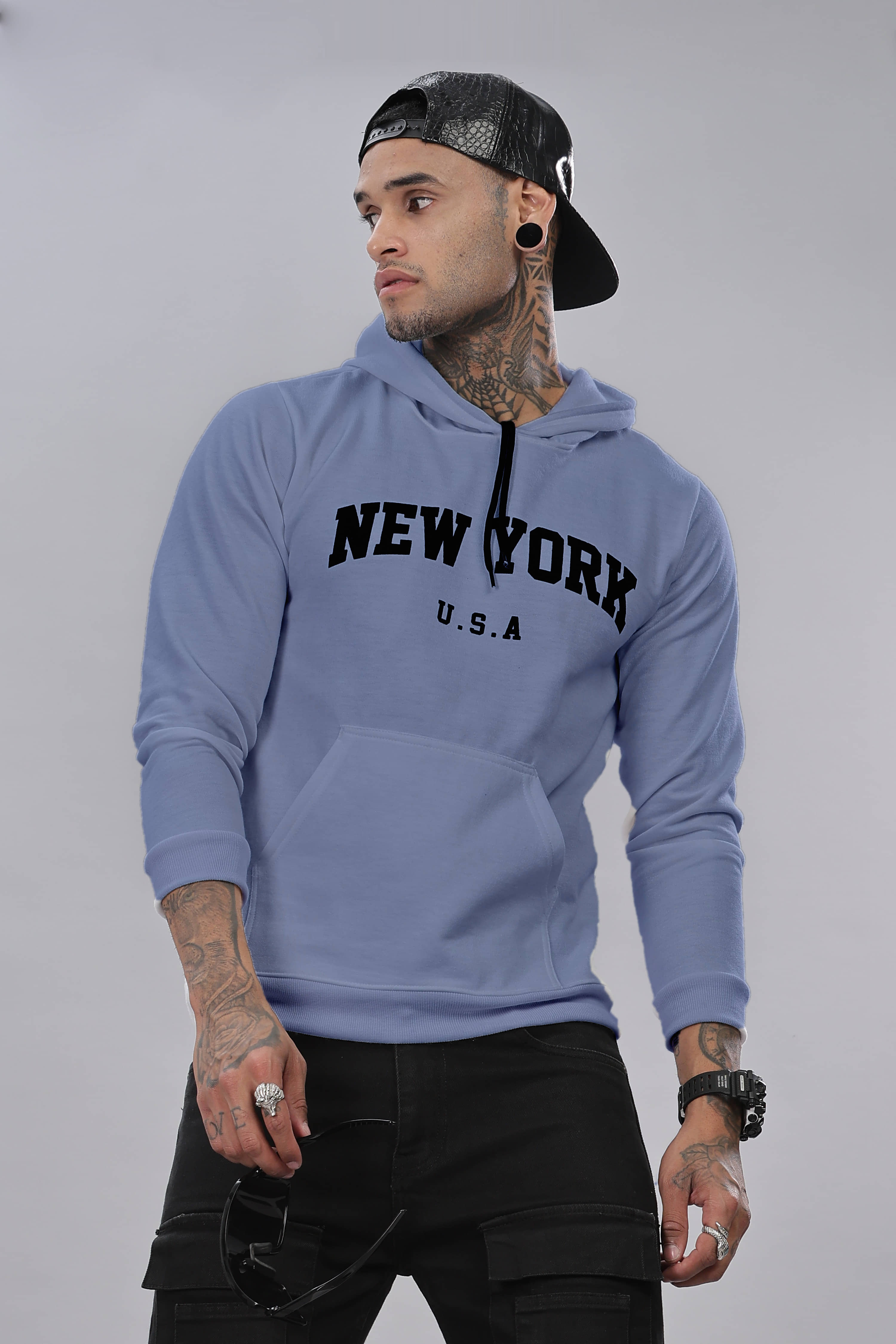 FABRIPPLE Fleece Hooded Men's Sweatshirt - Blue ( Pack of 1 )