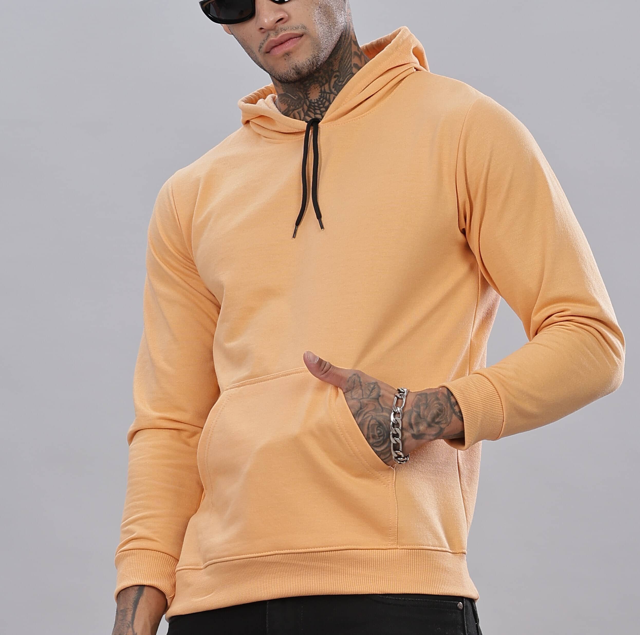 FABRIPPLE Fleece Hooded Men's Sweatshirt - Orange ( Pack of 1 )