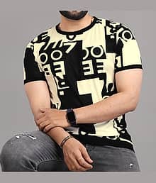 FABRIPPLE Polyester Regular Fit Printed Half Sleeves Men's Round T-Shirt - Multicolor ( Pack of 1 )