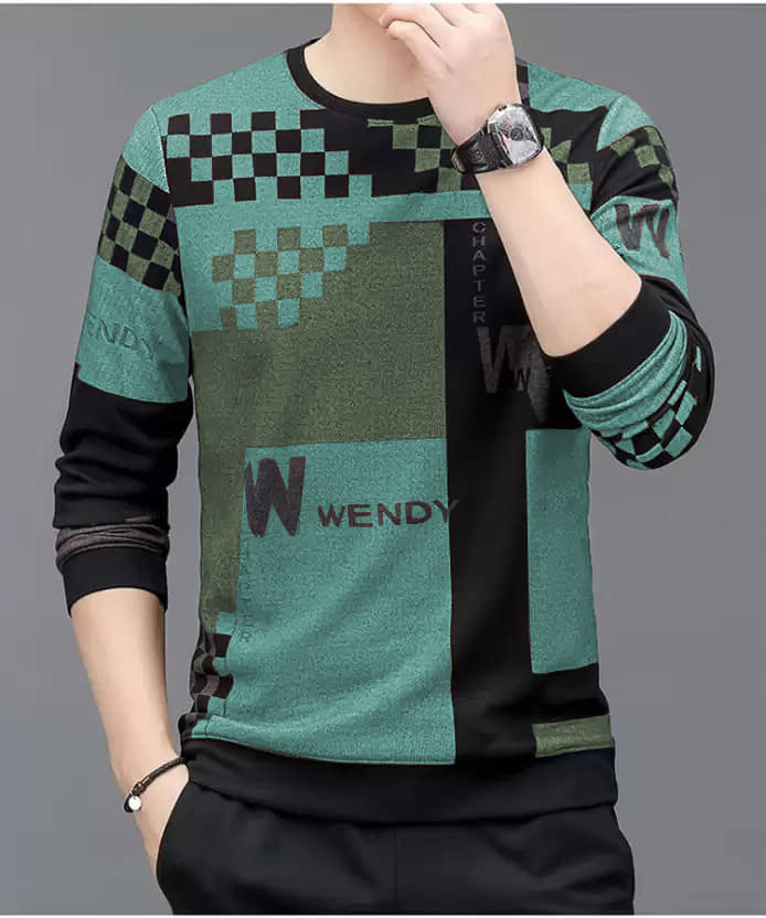 FABRIPPLE Polyester Regular Fit Printed Full Sleeves Men's Round T-Shirt - Purple ( Pack of 1 )