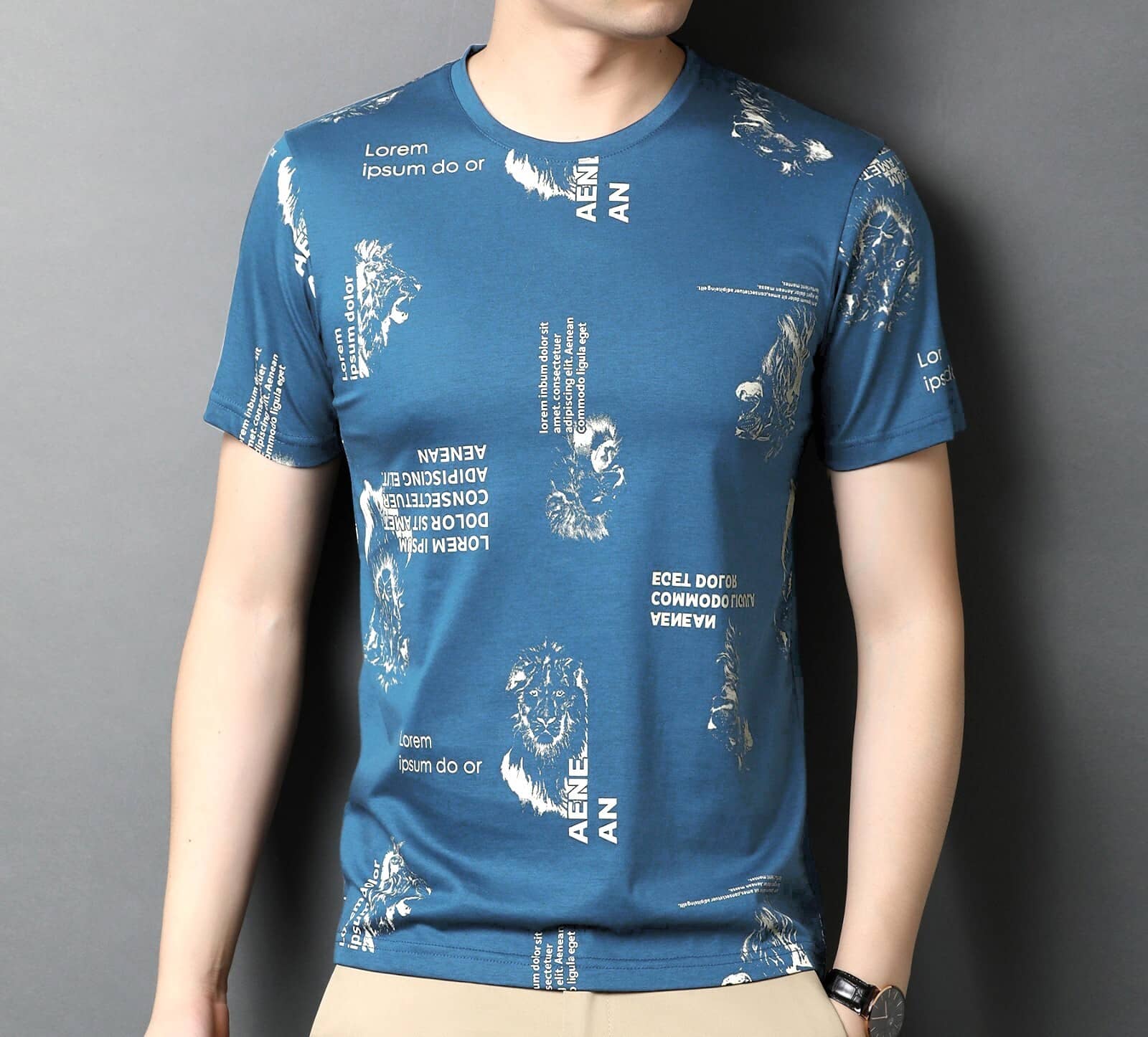 FABRIPPLE Polyester Regular Fit Printed Half Sleeves Men's Round T-Shirt - Blue ( Pack of 1 )