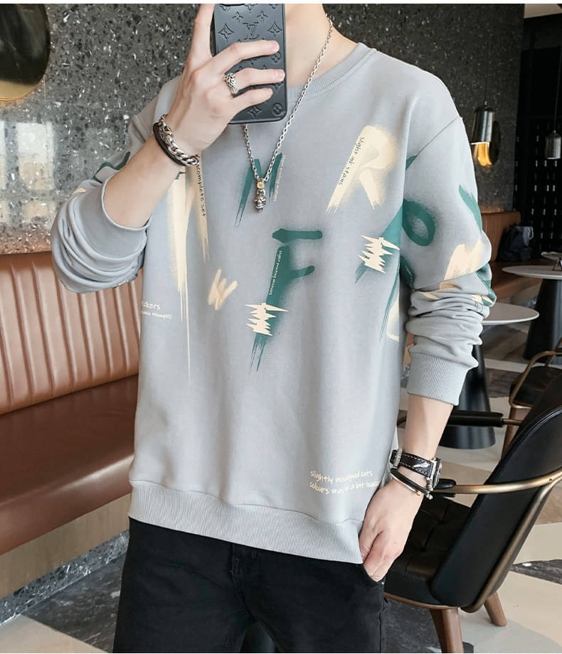 FABRIPPLE Polyester Regular Fit Printed Full Sleeves Men's Round T-Shirt - Grey ( Pack of 1 ) FABRIPPLE Polyester Regular Fit Printed Full Sleeves Men's Round T-Shirt - Grey ( Pack of 1 )