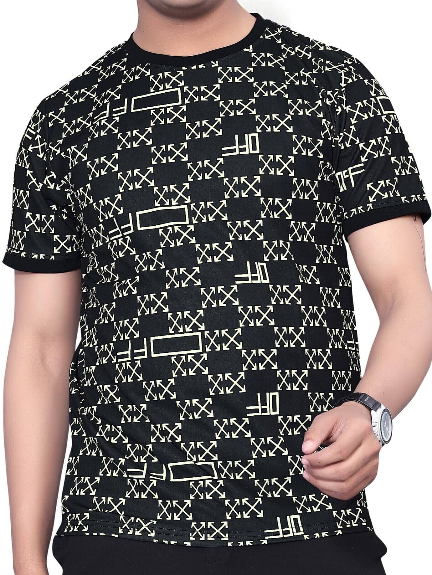 FABRIPPLE Polyester Regular Fit Printed Half Sleeves Men's Round T-Shirt - Black ( Pack of 1 ) FABRIPPLE Polyester Regular Fit Printed Half Sleeves Men's Round T-Shirt - Black ( Pack of 1 )