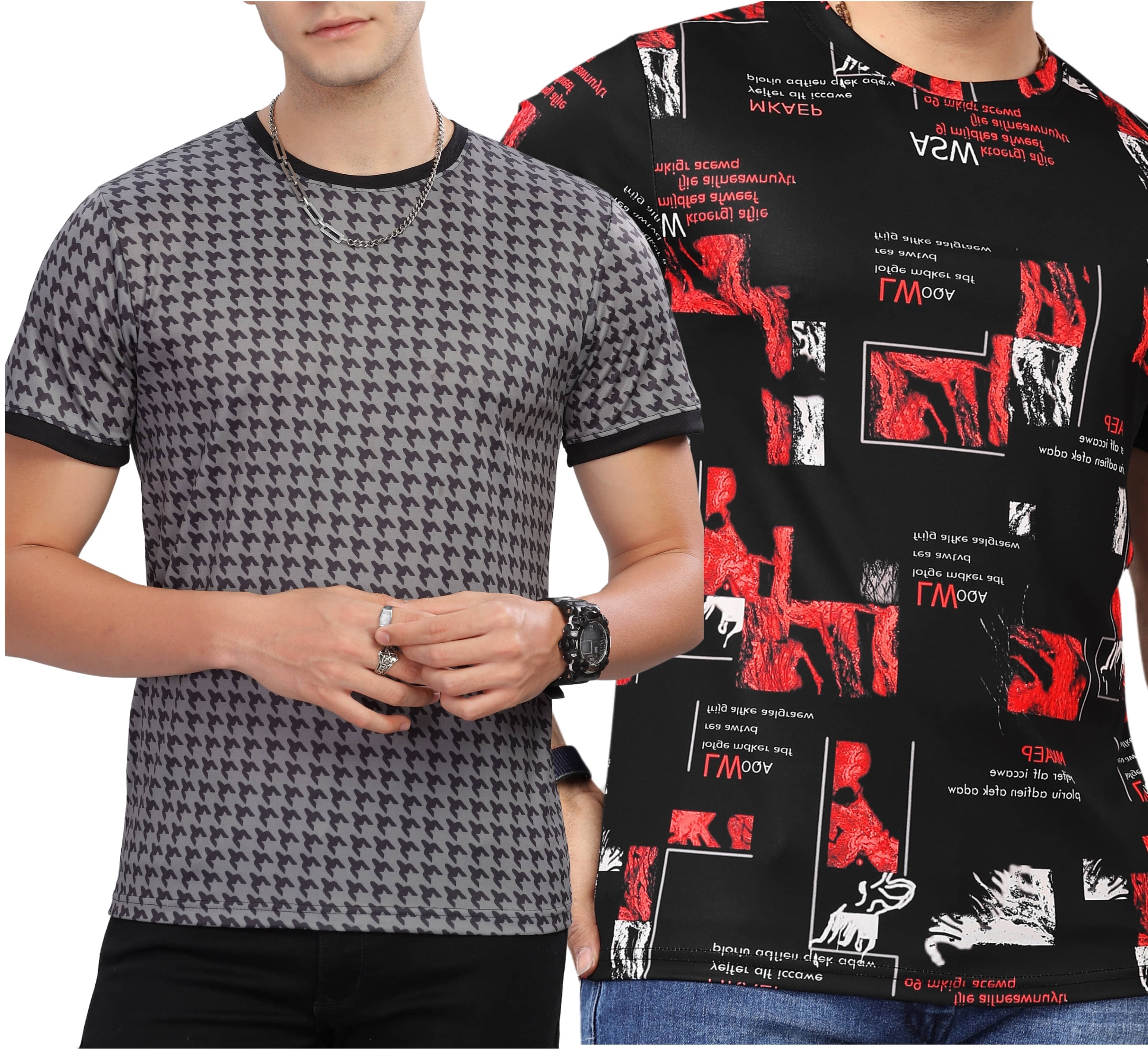 FABRIPPLE Polyester Regular Fit Printed Half Sleeves Men's Round T-Shirt - Multicolor ( Pack of 1 ) FABRIPPLE Polyester Regular Fit Printed Half Sleeves Men's Round T-Shirt - Multicolor ( Pack of 1 )