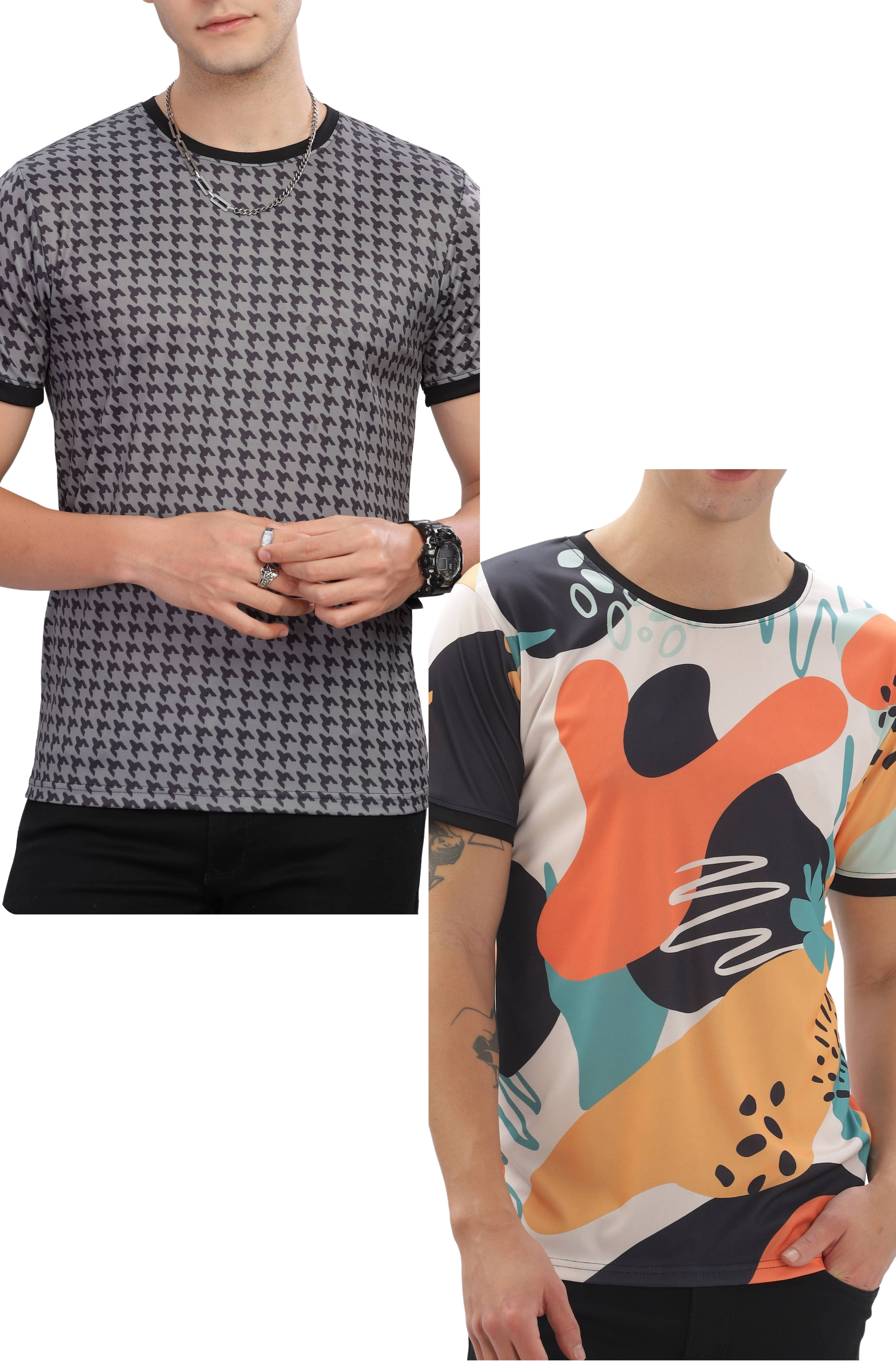    			FABRIPPLE Polyester Regular Fit Printed Half Sleeves Men's Round T-Shirt - Multicolor ( Pack of 1 )