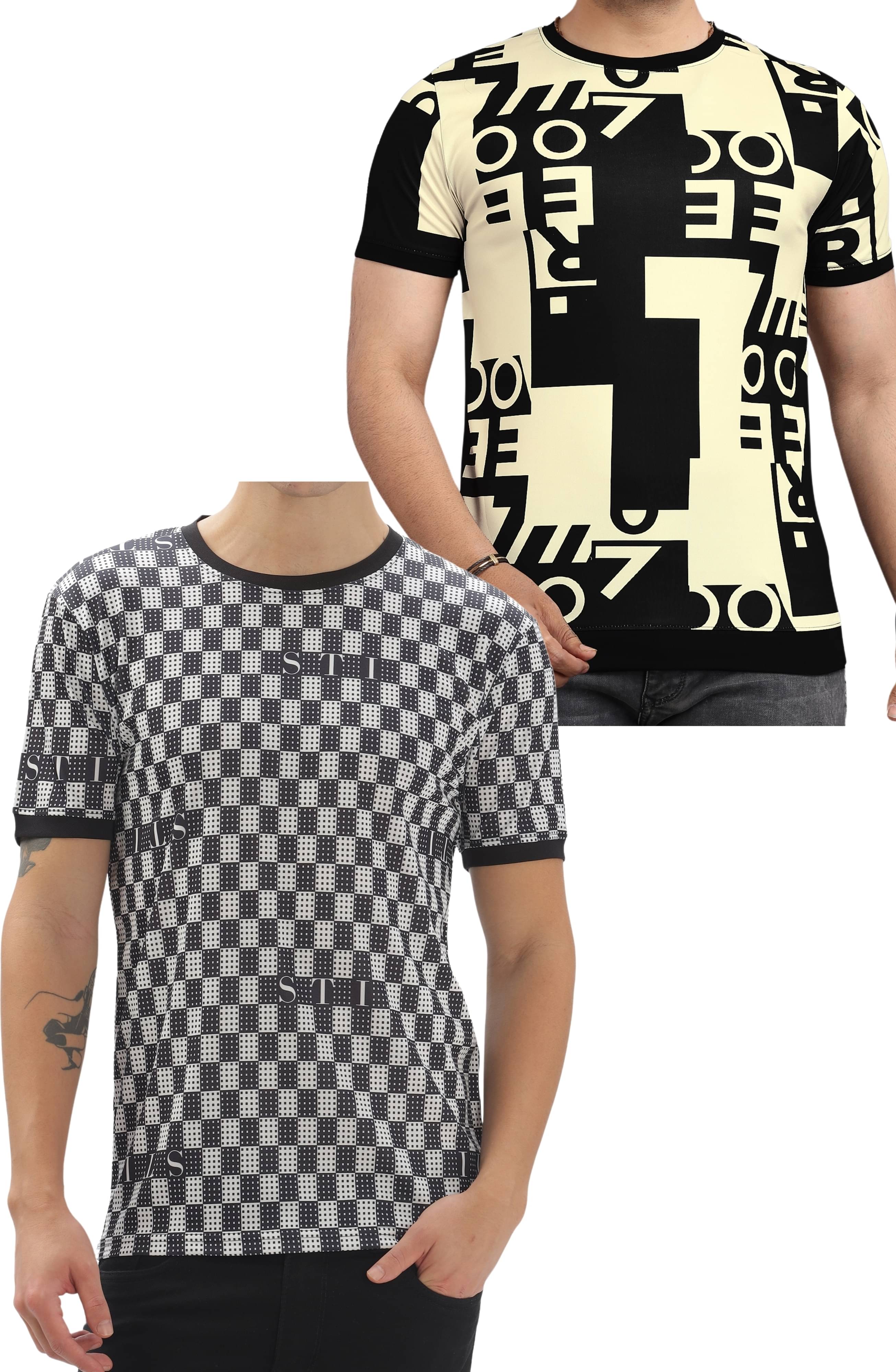 FABRIPPLE Polyester Regular Fit Self Design Half Sleeves Men's Round T-Shirt - Multicolor ( Pack of 1 ) FABRIPPLE Polyester Regular Fit Self Design Half Sleeves Men's Round T-Shirt - Multicolor ( Pack of 1 )