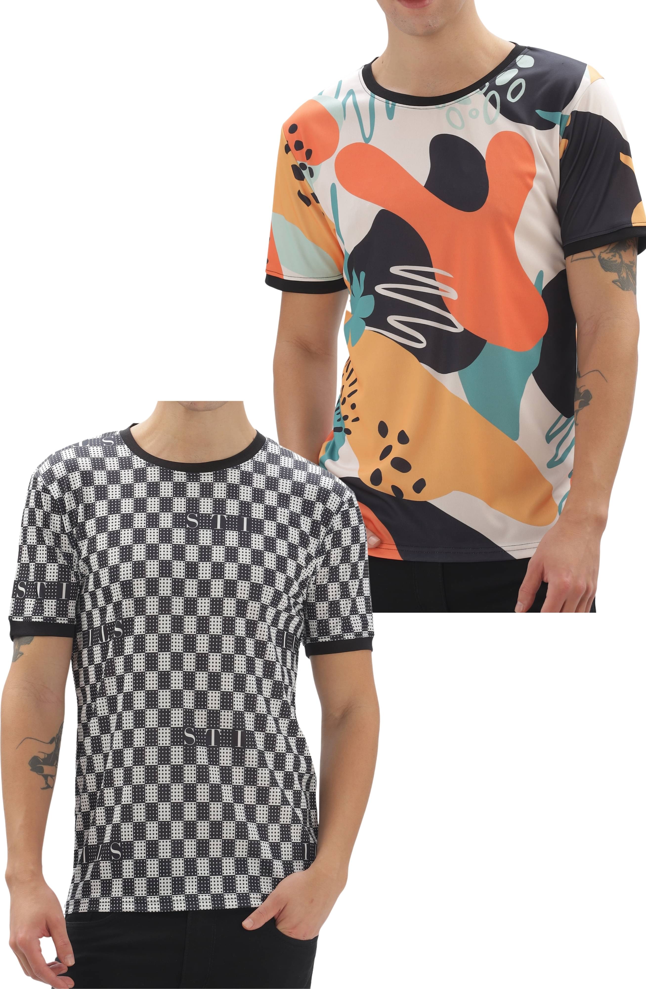 FABRIPPLE Polyester Regular Fit Self Design Half Sleeves Men's Round T-Shirt - Multicolor ( Pack of 1 ) FABRIPPLE Polyester Regular Fit Self Design Half Sleeves Men's Round T-Shirt - Multicolor ( Pack of 1 )