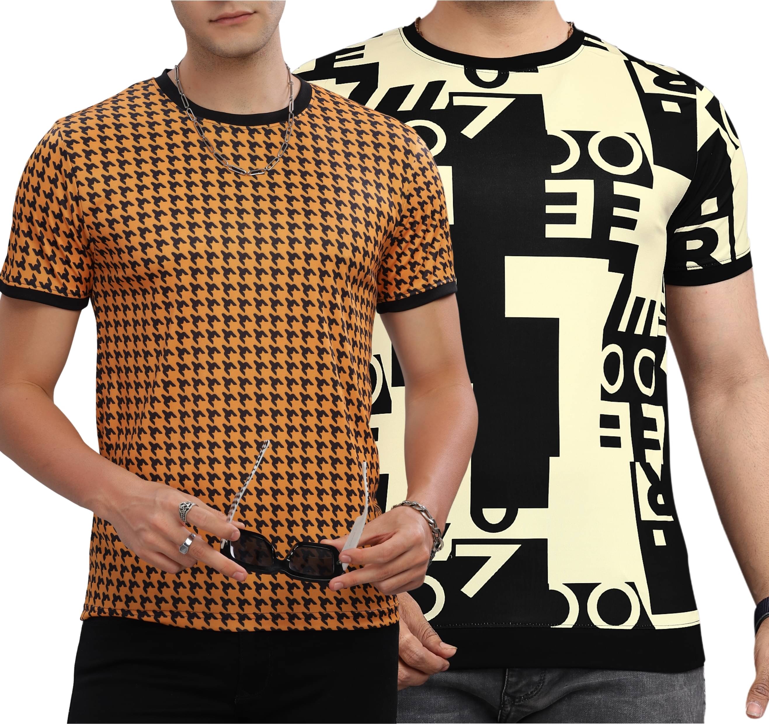 FABRIPPLE Polyester Regular Fit Self Design Half Sleeves Men's Round T-Shirt - Multicolor ( Pack of 1 ) FABRIPPLE Polyester Regular Fit Self Design Half Sleeves Men's Round T-Shirt - Multicolor ( Pack of 1 )
