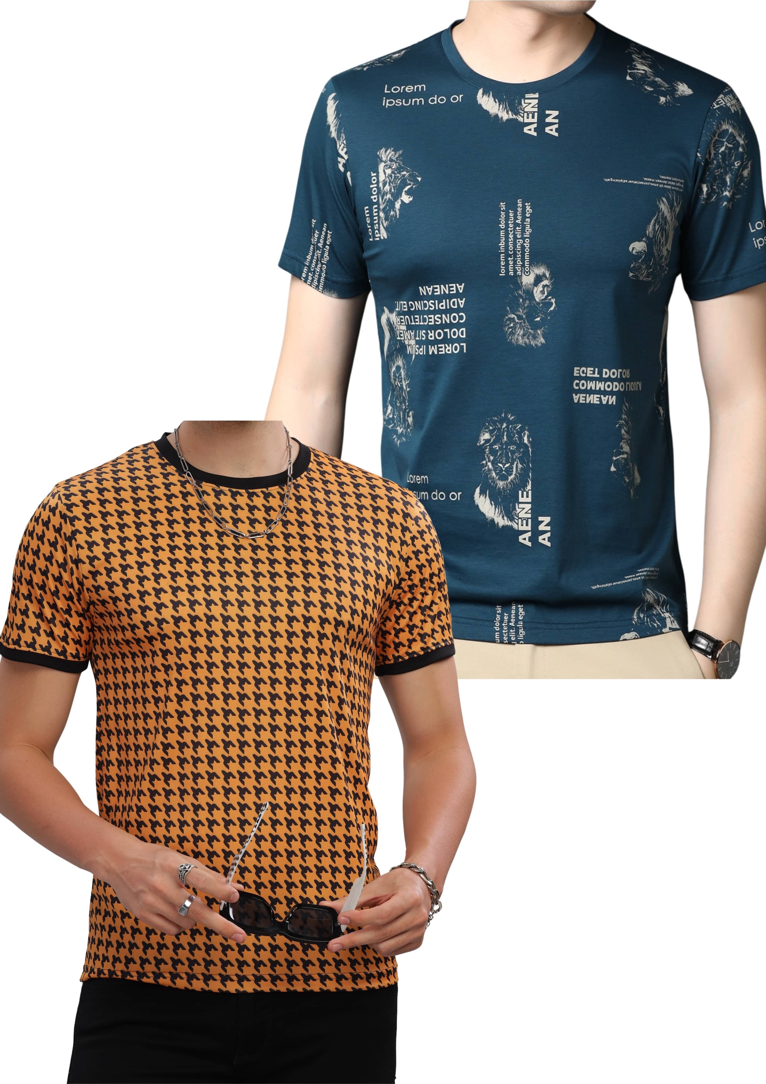 FABRIPPLE Polyester Regular Fit Self Design Half Sleeves Men's Round T-Shirt - Multicolor ( Pack of 1 ) FABRIPPLE Polyester Regular Fit Self Design Half Sleeves Men's Round T-Shirt - Multicolor ( Pack of 1 )