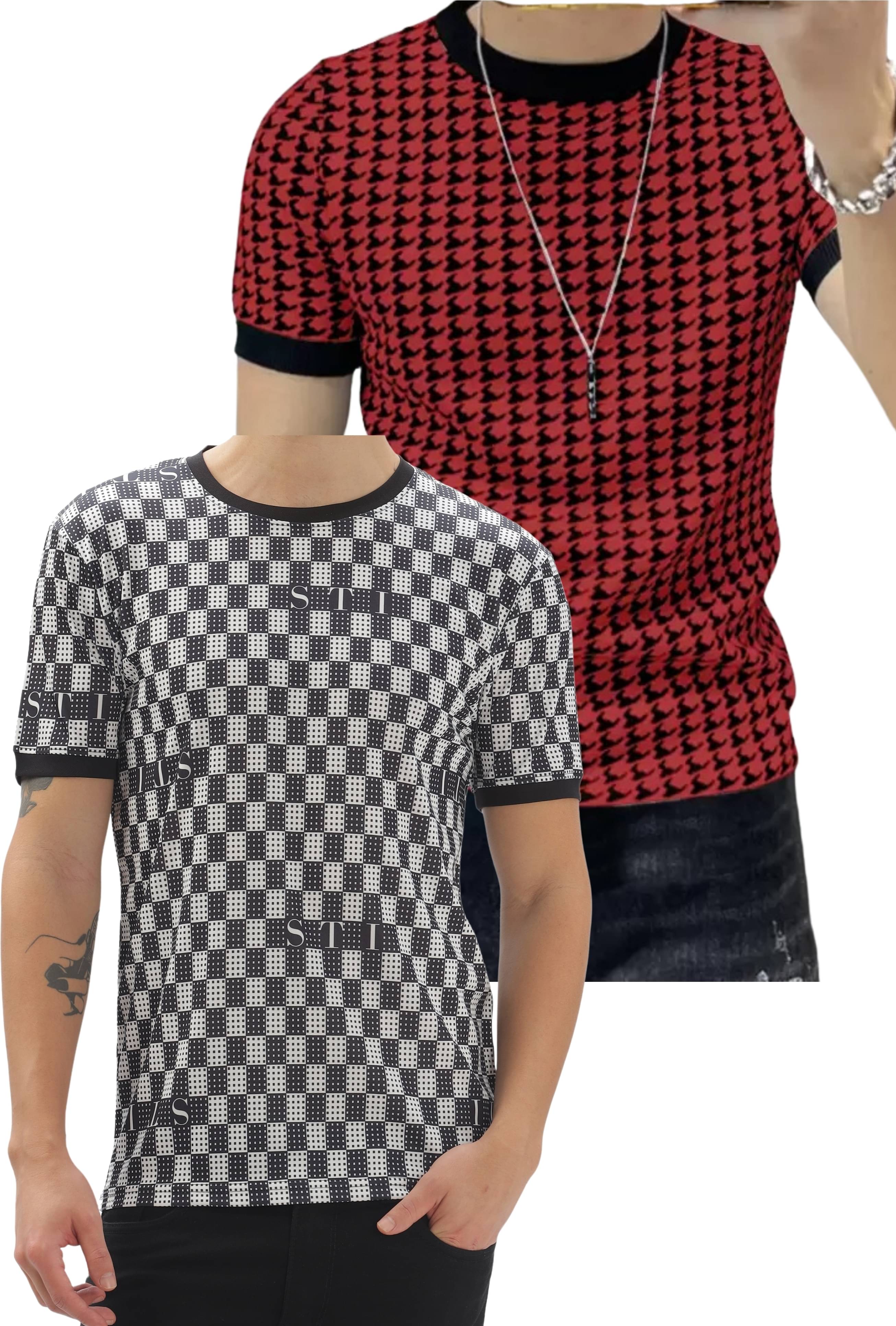 FABRIPPLE Polyester Regular Fit Self Design Half Sleeves Men's Round T-Shirt - Multicolor ( Pack of 1 ) FABRIPPLE Polyester Regular Fit Self Design Half Sleeves Men's Round T-Shirt - Multicolor ( Pack of 1 )