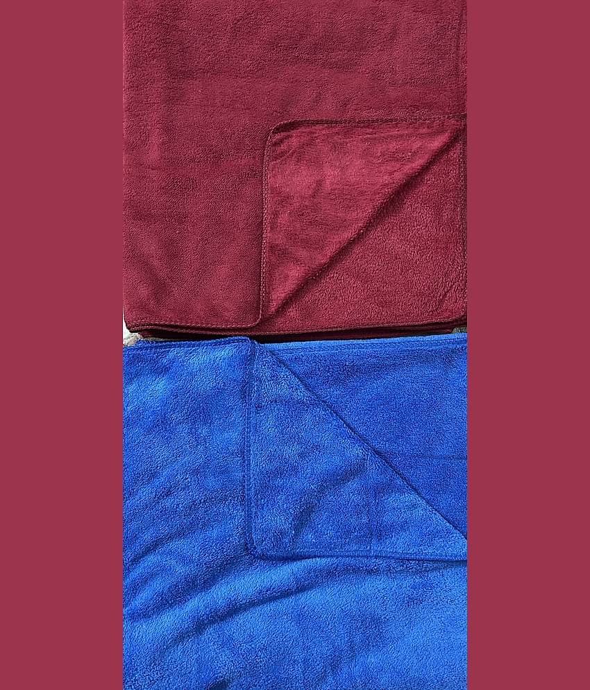 Finesse Decor Pack of 2 Microfibre 325 -GSM Bath Towel ( Maroon )
