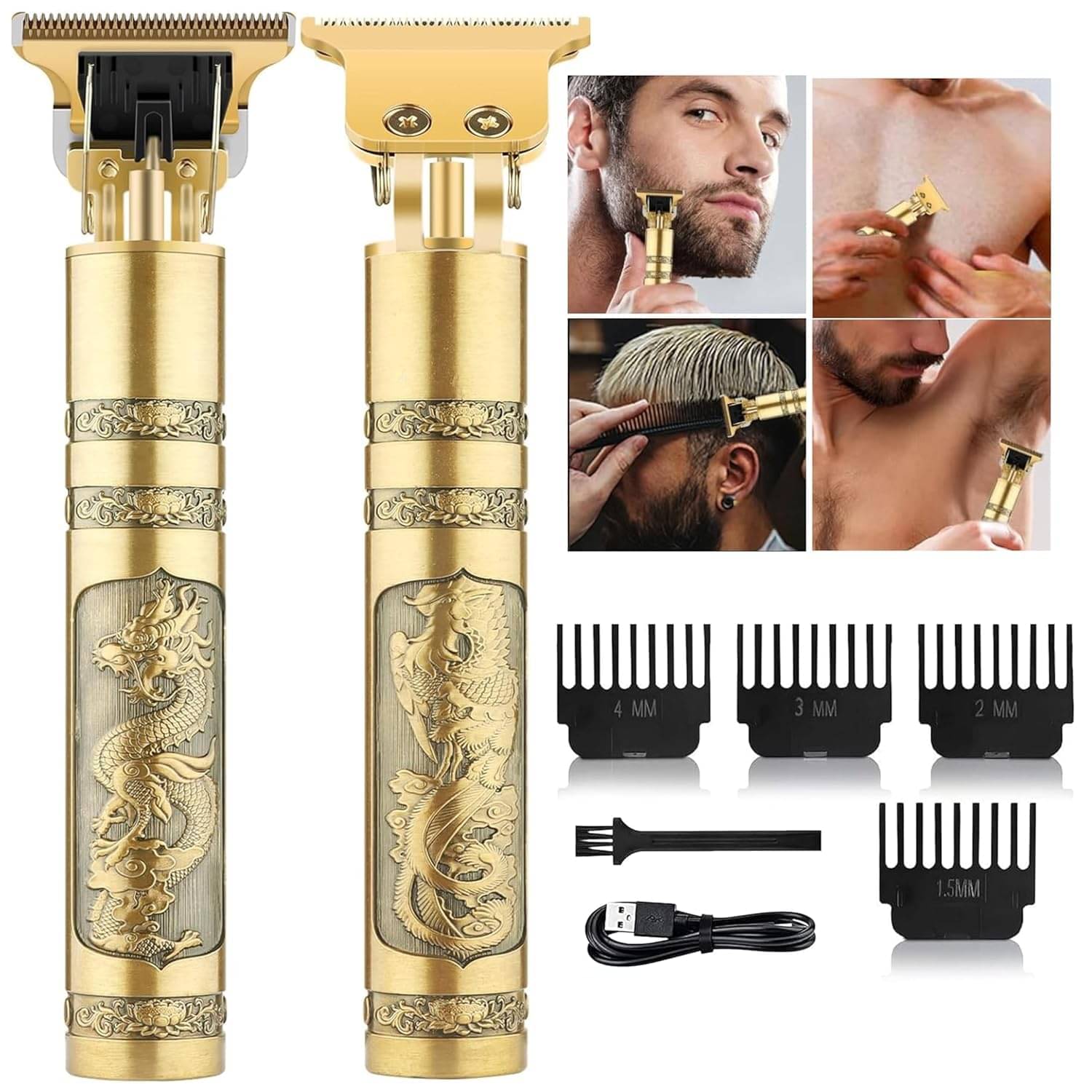     			GATIMAN Hair Trimmer Gold Corded,Cordless Beard Trimmer With 120 minutes Runtime