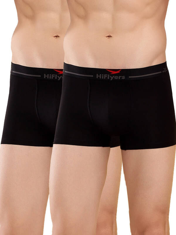 Hiflyers Pack of 2 Cotton Blend Trunks For Men's ( Black )     			Hiflyers Pack of 2 Cotton Blend Trunks For Men's ( Black )