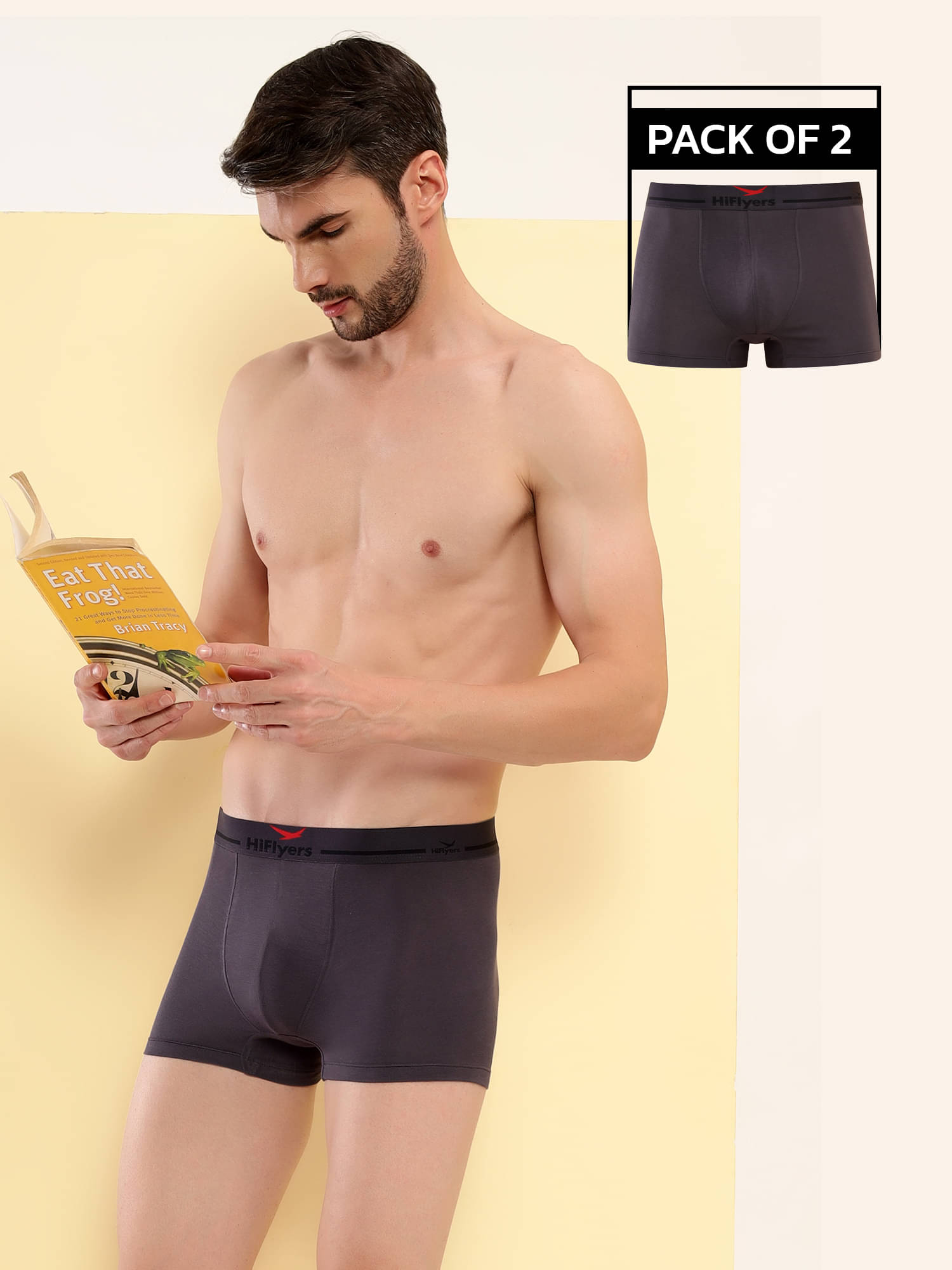 Hiflyers Pack of 2 Modal Trunks For Men's ( Grey )     			Hiflyers Pack of 2 Modal Trunks For Men's ( Grey )