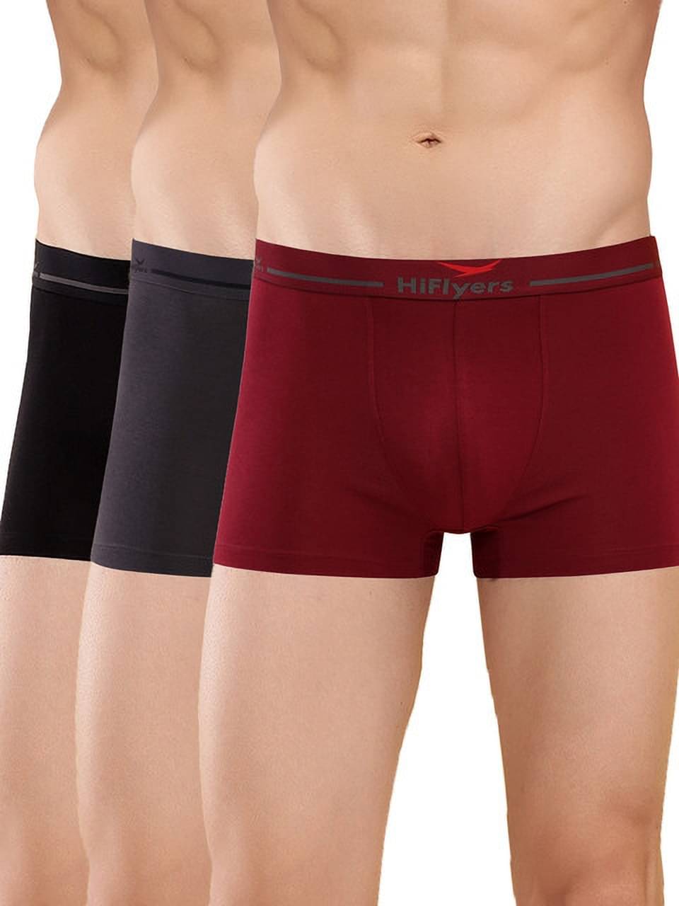     			Hiflyers Pack of 3 Cotton Blend Trunks For Men's ( Black )