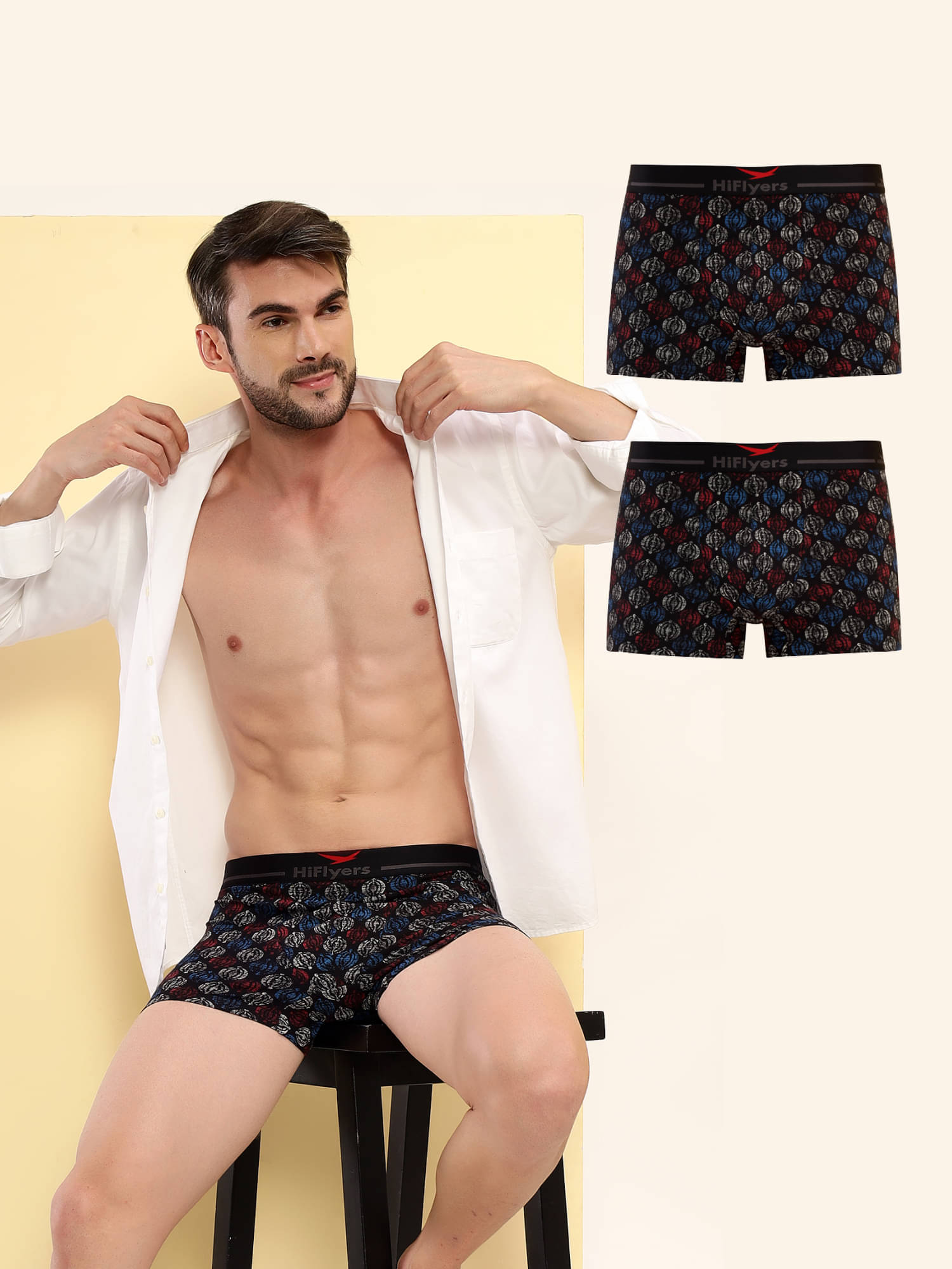     			Hiflyers Pack of 3 Cotton Blend Trunks For Men's ( Black )