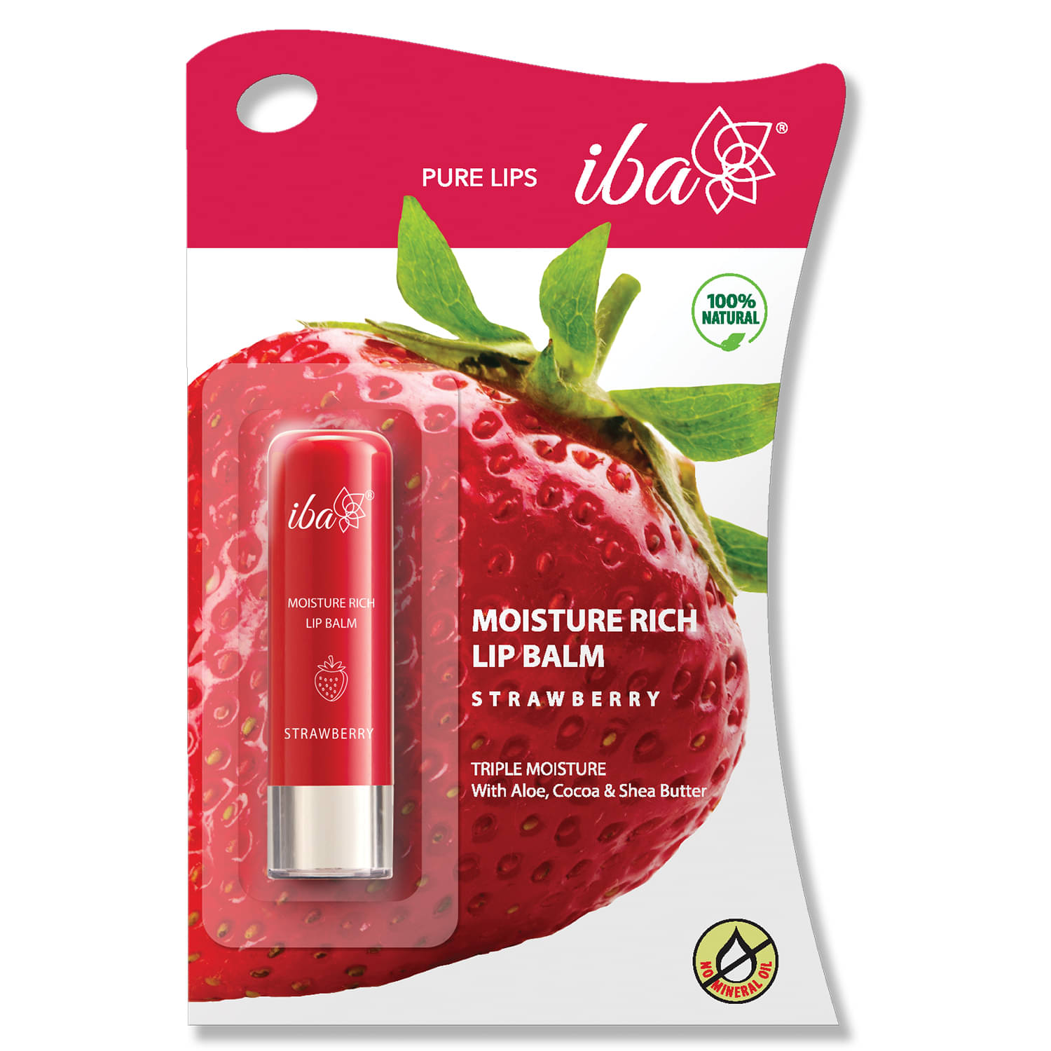 Iba Moisture Rich Lip Balm Strawberry, 4.5 g For Dry Damaged and Chapped Lips, (Pack of 1) Iba Moisture Rich Lip Balm Strawberry, 4.5 g For Dry Damaged and Chapped Lips, (Pack of 1)