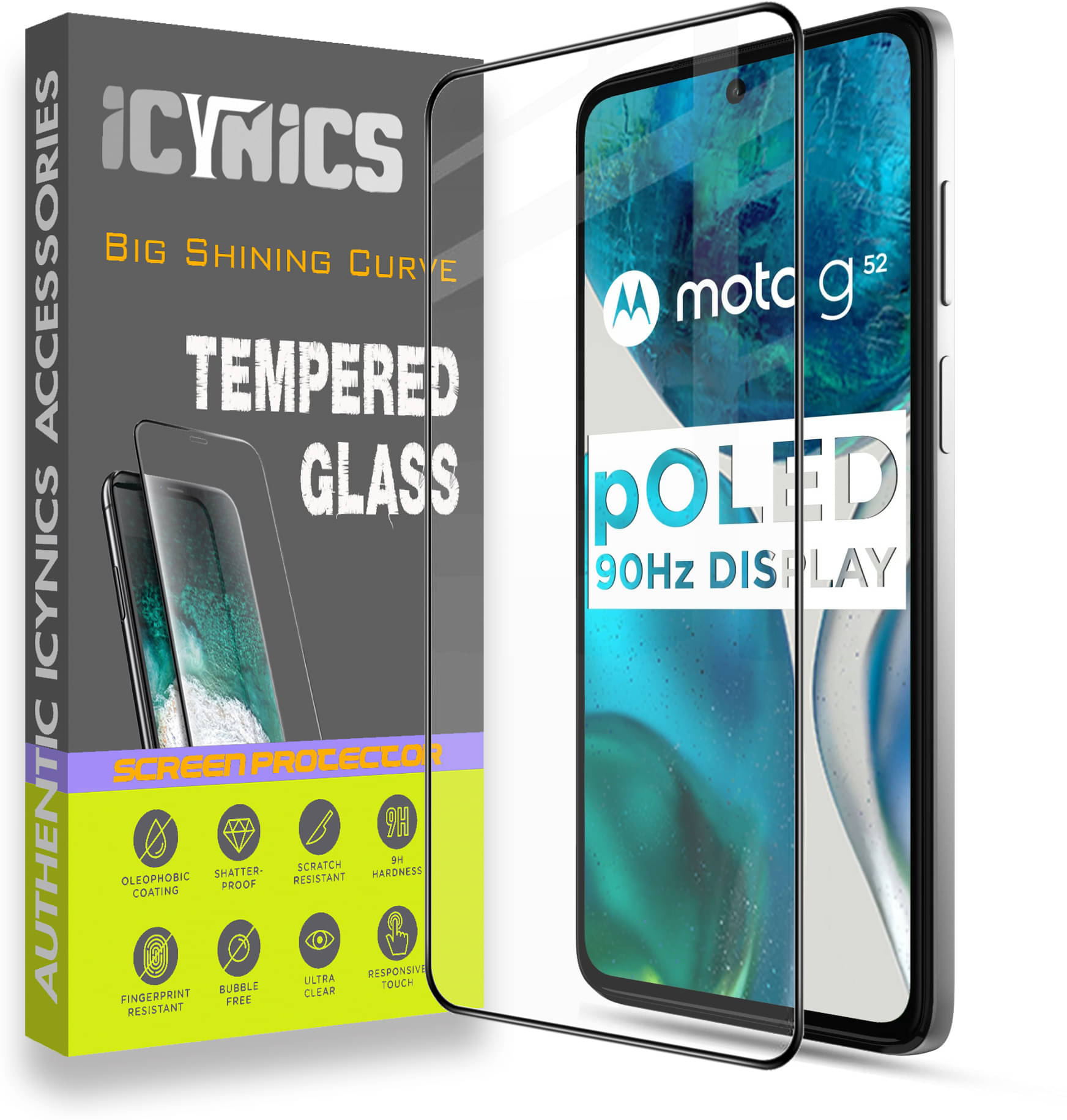 Icynics Tempered Glass Compatible For MOTOROLA g52 ( Pack of 1 ) Icynics Tempered Glass Compatible For MOTOROLA g52 ( Pack of 1 )