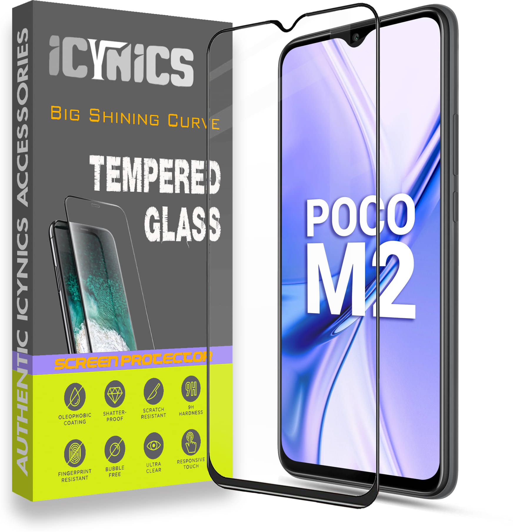     			Icynics Tempered Glass Compatible For Xiaomi Poco M2 ( Pack of 1 )