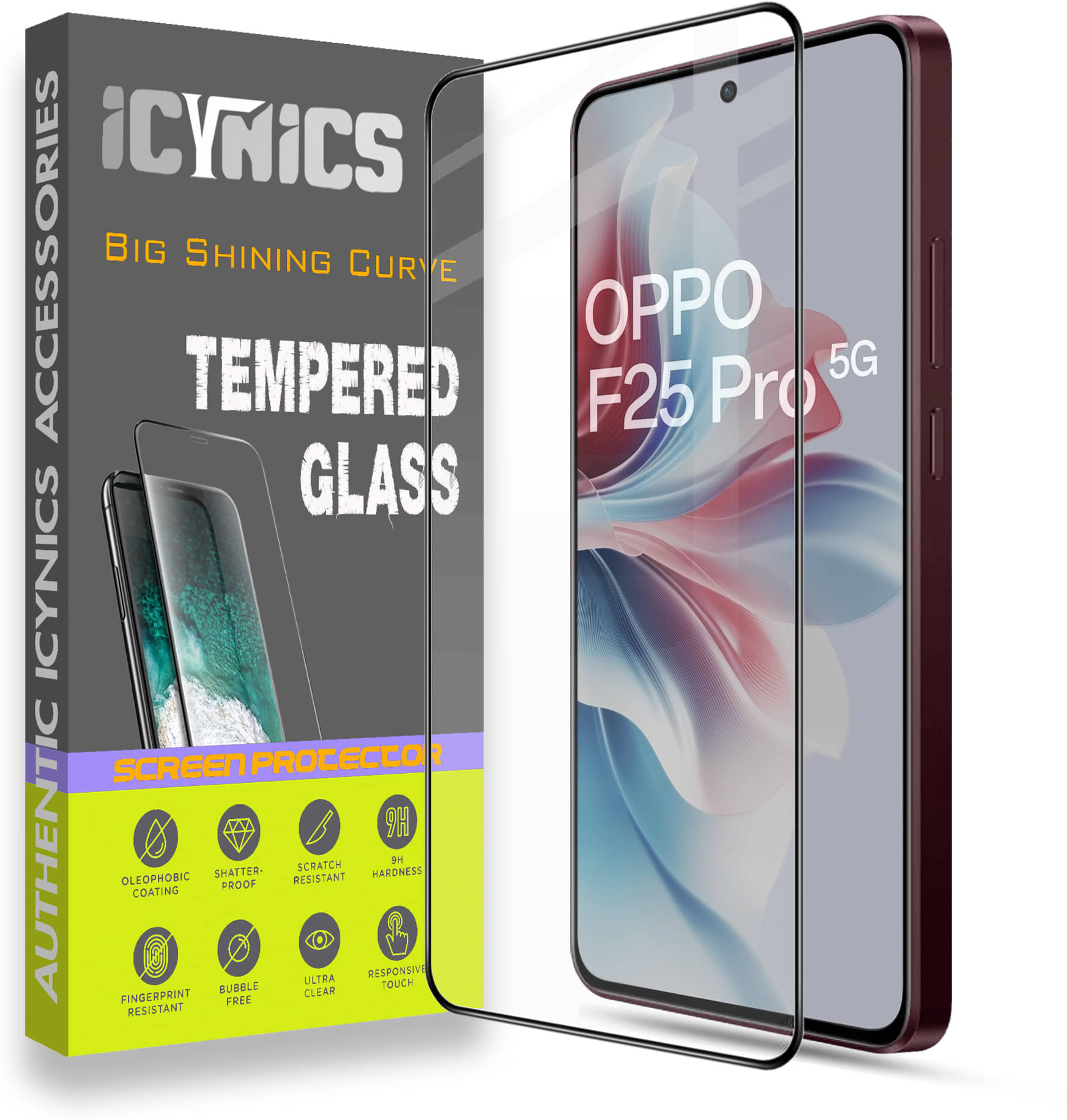 Icynics Tempered Glass Compatible For Oppo F25 Pro 5G ( Pack of 1 )     			Icynics Tempered Glass Compatible For Oppo F25 Pro 5G ( Pack of 1 )