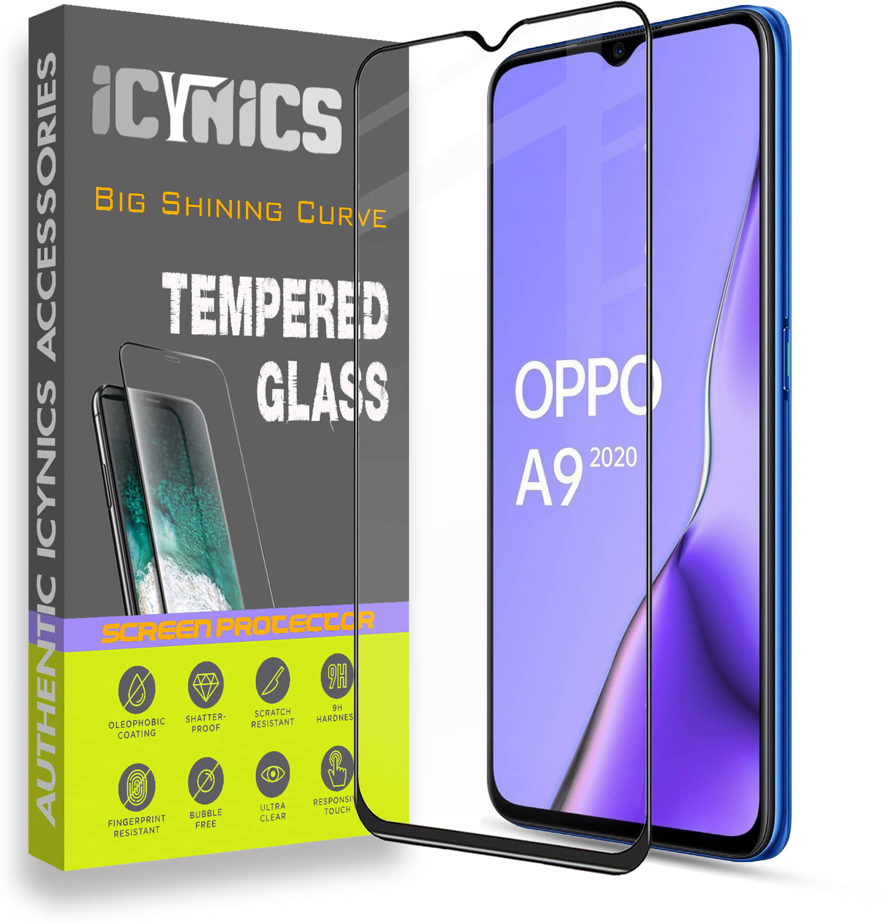     			Icynics Tempered Glass Compatible For Oppo A9 2020 ( Pack of 1 )