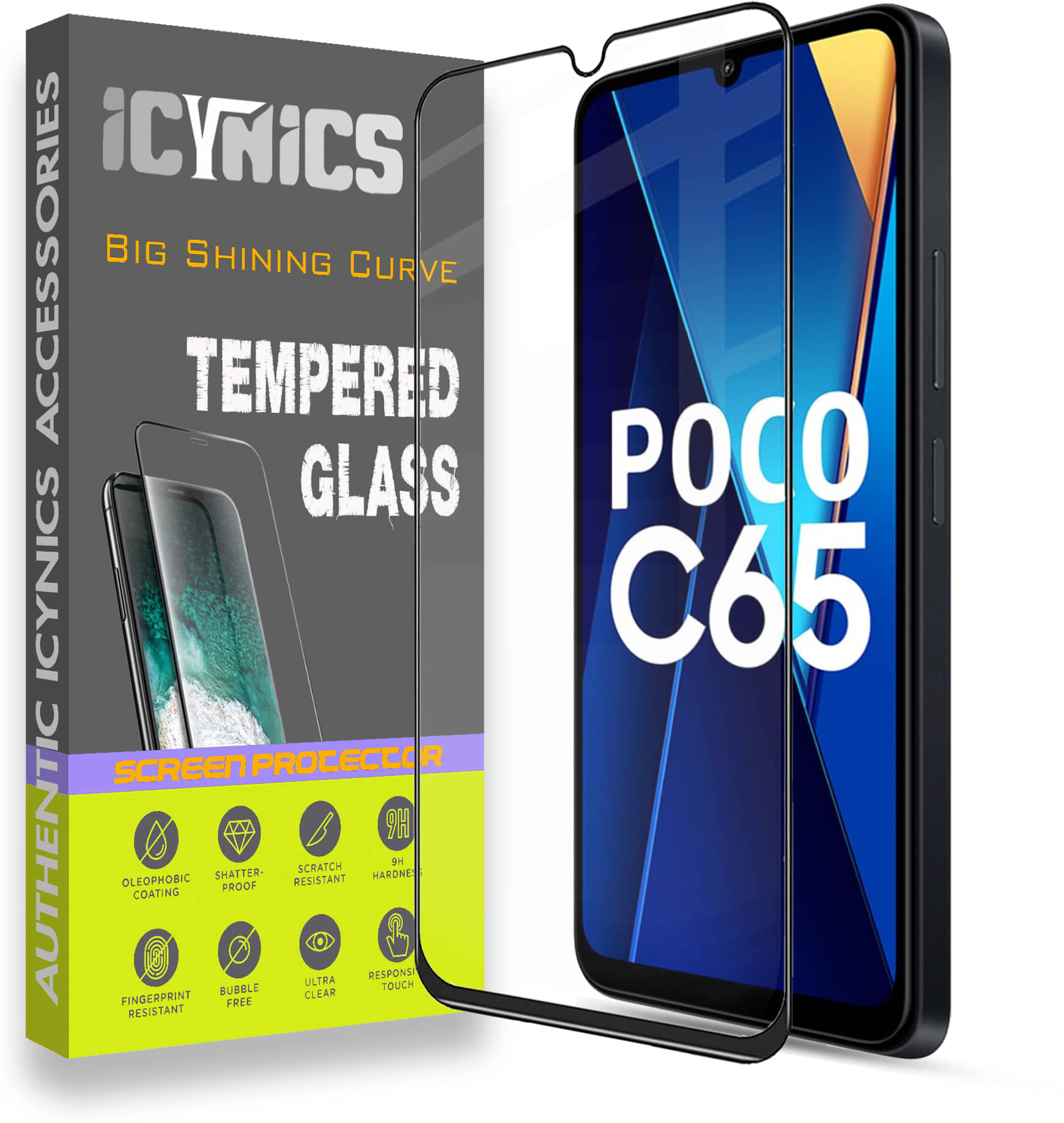     			Icynics Tempered Glass Compatible For POCO C65 ( Pack of 1 )