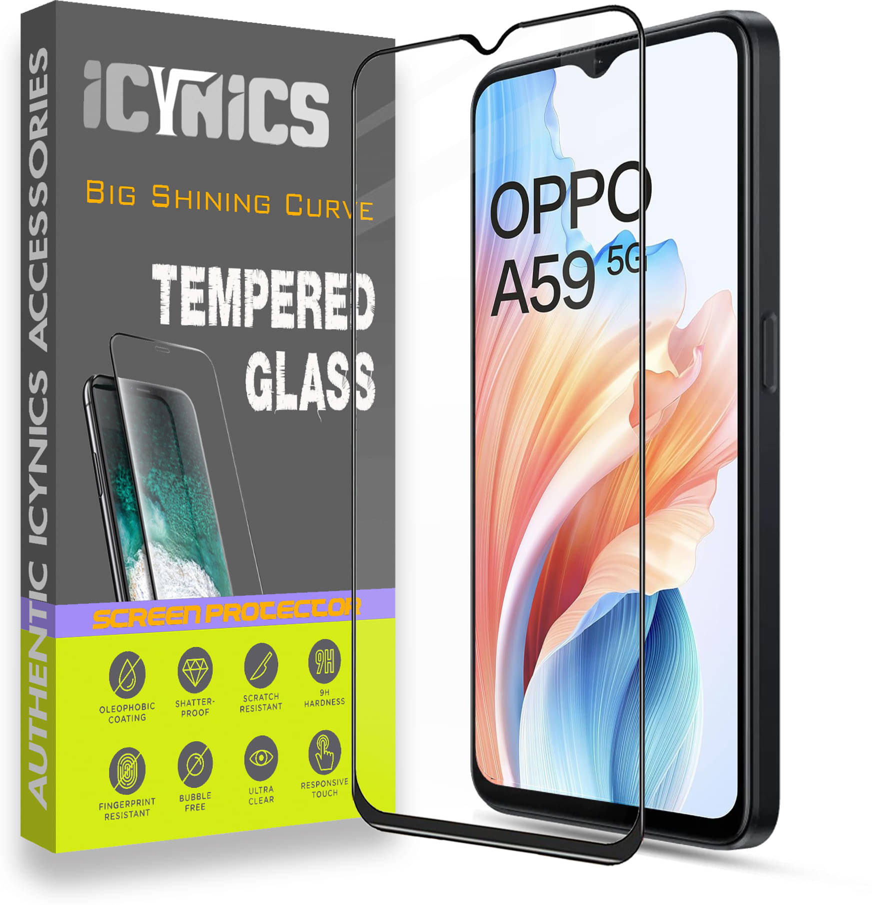     			Icynics Tempered Glass Compatible For Oppo A59 5G ( Pack of 1 )