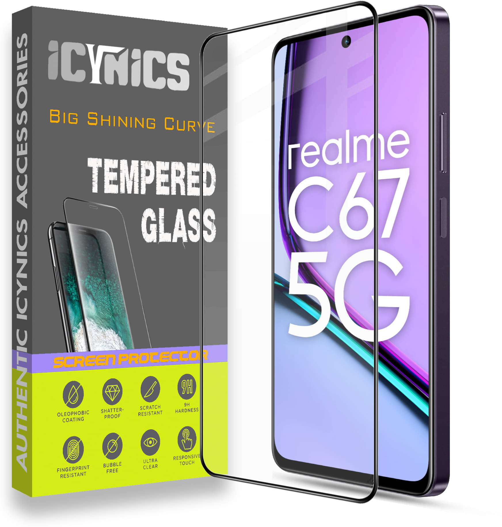     			Icynics Tempered Glass Compatible For realme C67 5G ( Pack of 1 )