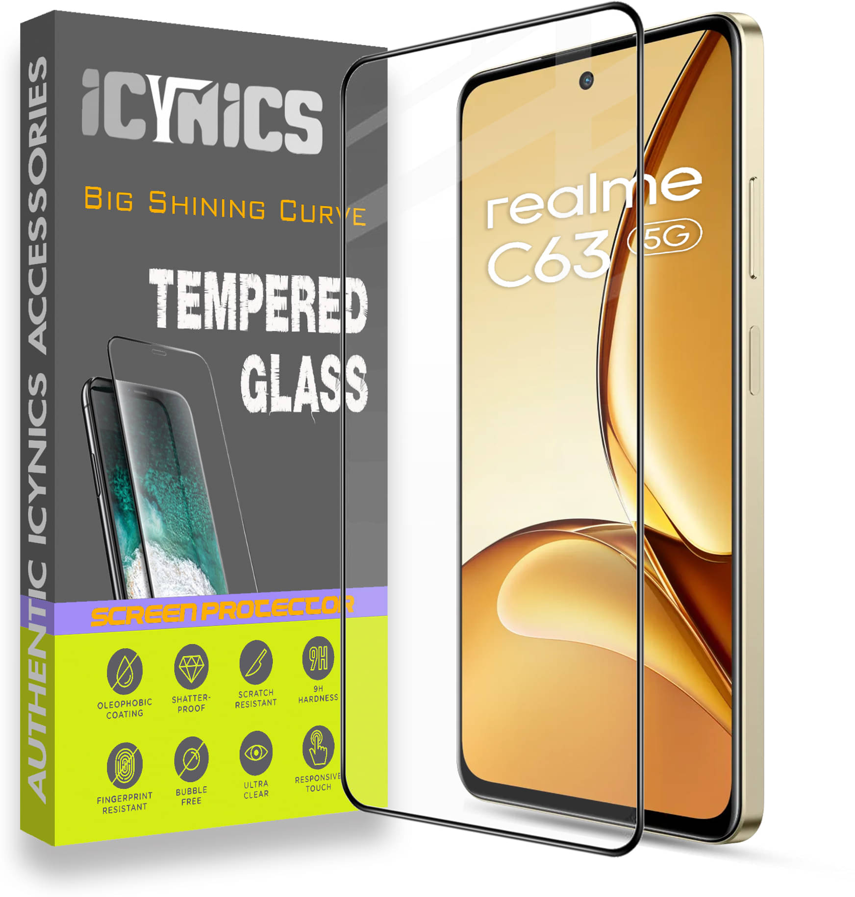 Icynics Tempered Glass Compatible For Realme C63 5G ( Pack of 1 ) Icynics Tempered Glass Compatible For Realme C63 5G ( Pack of 1 )