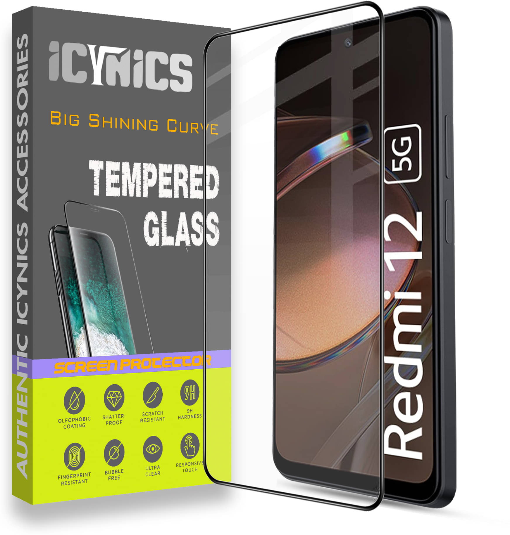 Icynics Tempered Glass Compatible For Redmi 12 5G ( Pack of 1 ) Icynics Tempered Glass Compatible For Redmi 12 5G ( Pack of 1 )