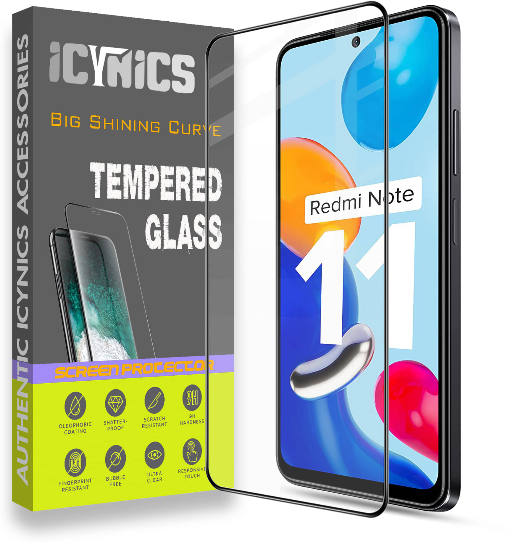     			Icynics Tempered Glass Compatible For Redmi Note 11 ( Pack of 1 )